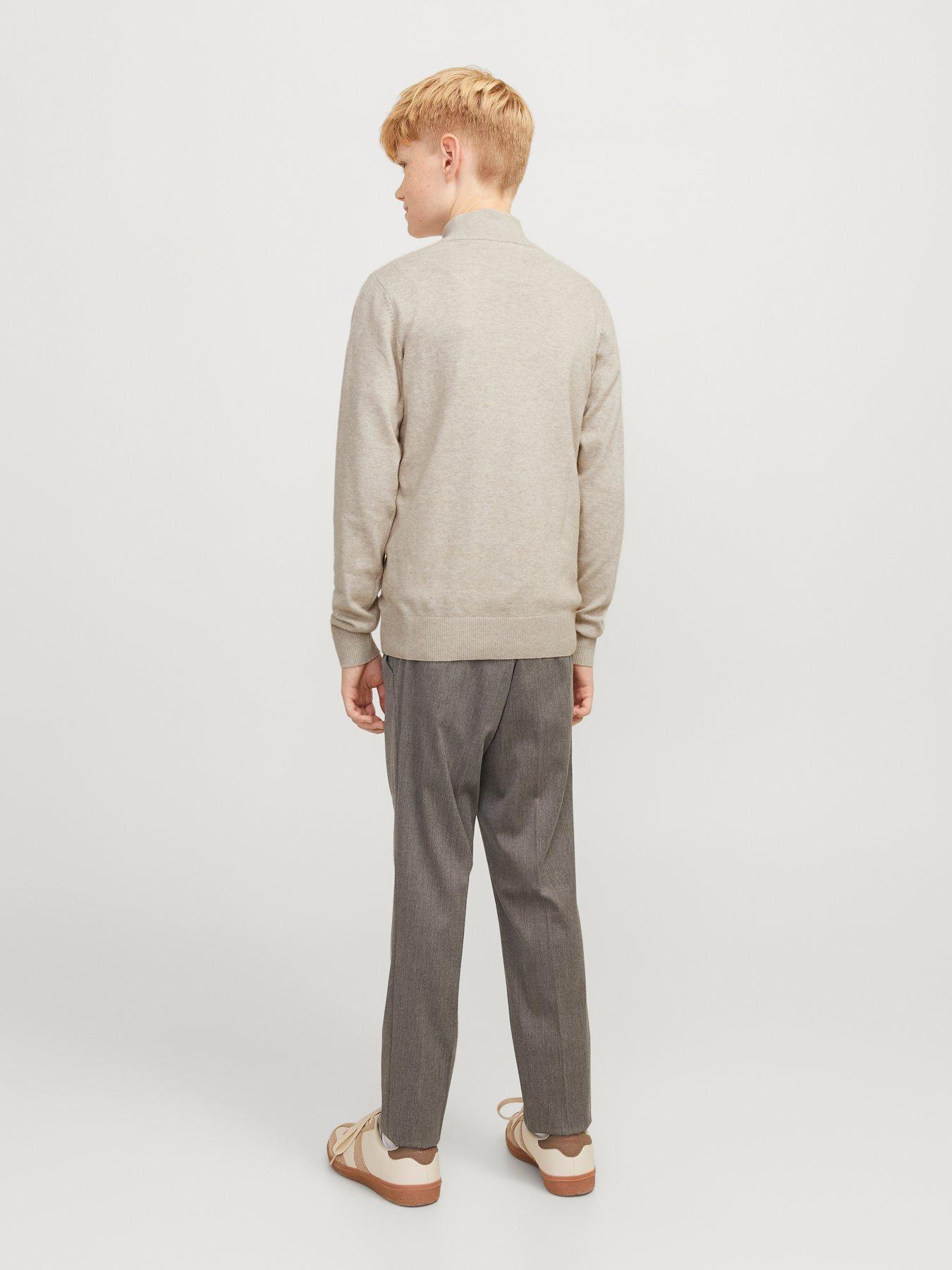 Image 2 of 6 of Jack & Jones Junior Boys 1Quarter Zip Knitted Jumper - Oatmeal Melange - Beige