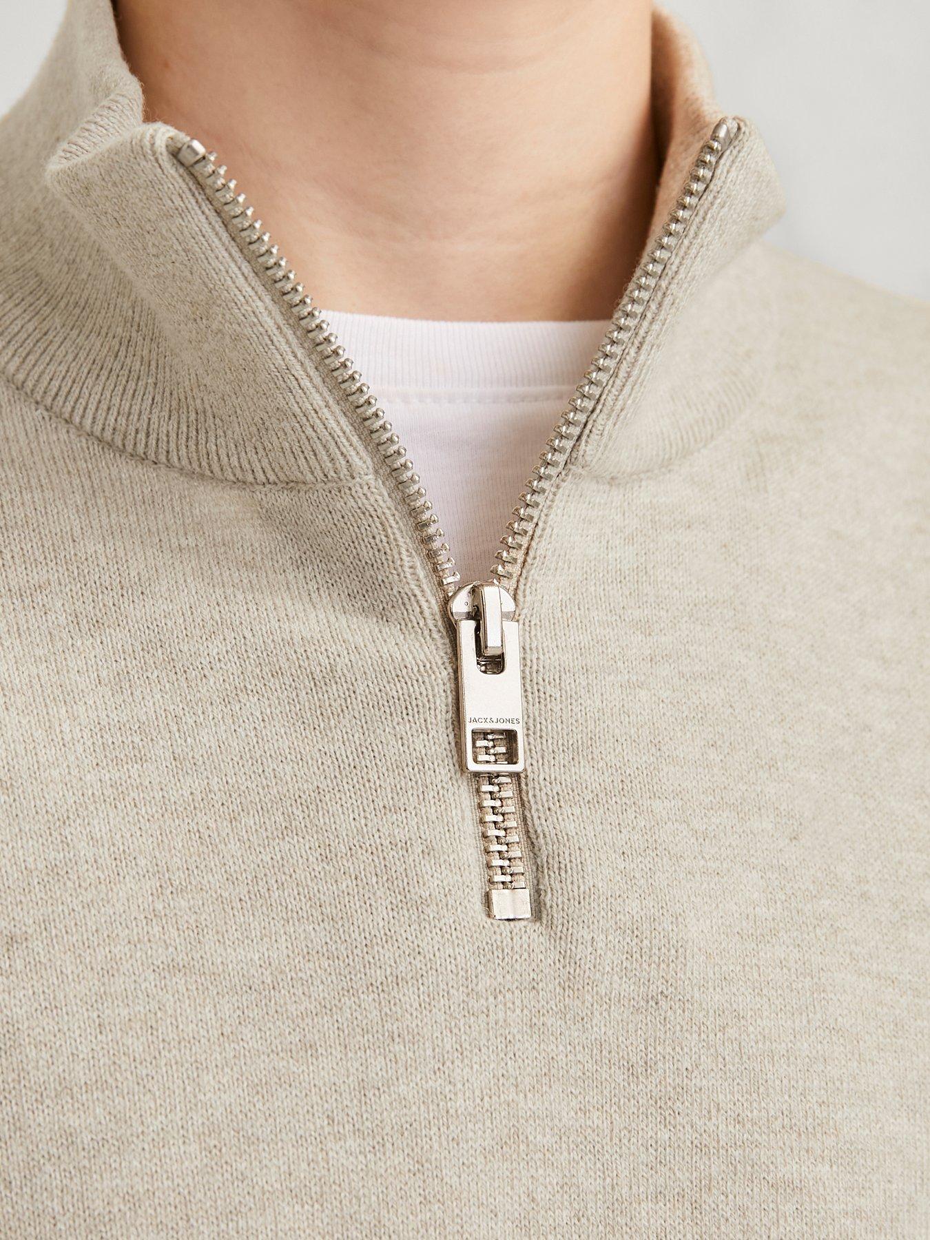 Image 5 of 6 of Jack & Jones Junior Boys 1Quarter Zip Knitted Jumper - Oatmeal Melange - Beige