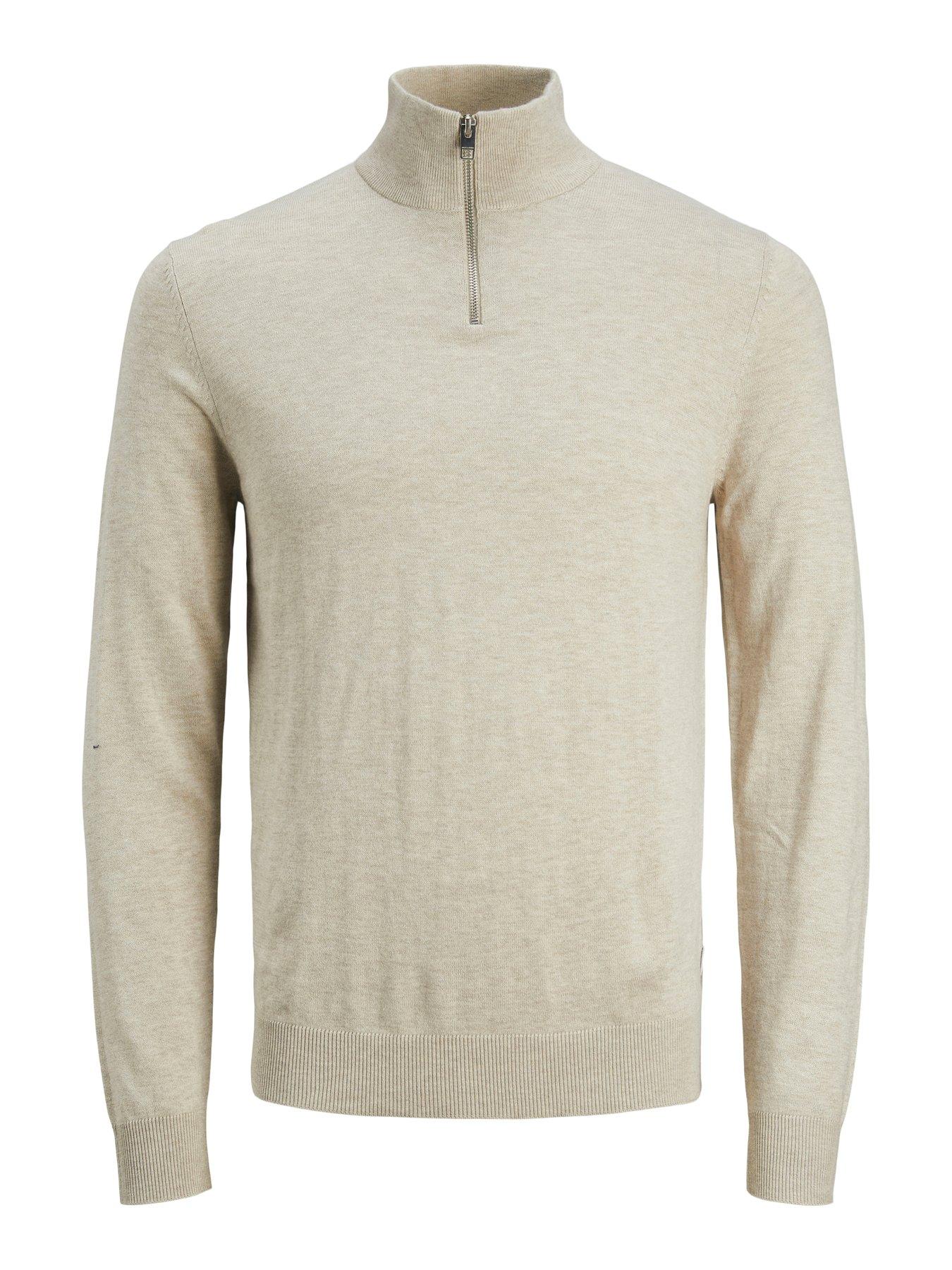 Image 6 of 6 of Jack & Jones Junior Boys 1Quarter Zip Knitted Jumper - Oatmeal Melange - Beige