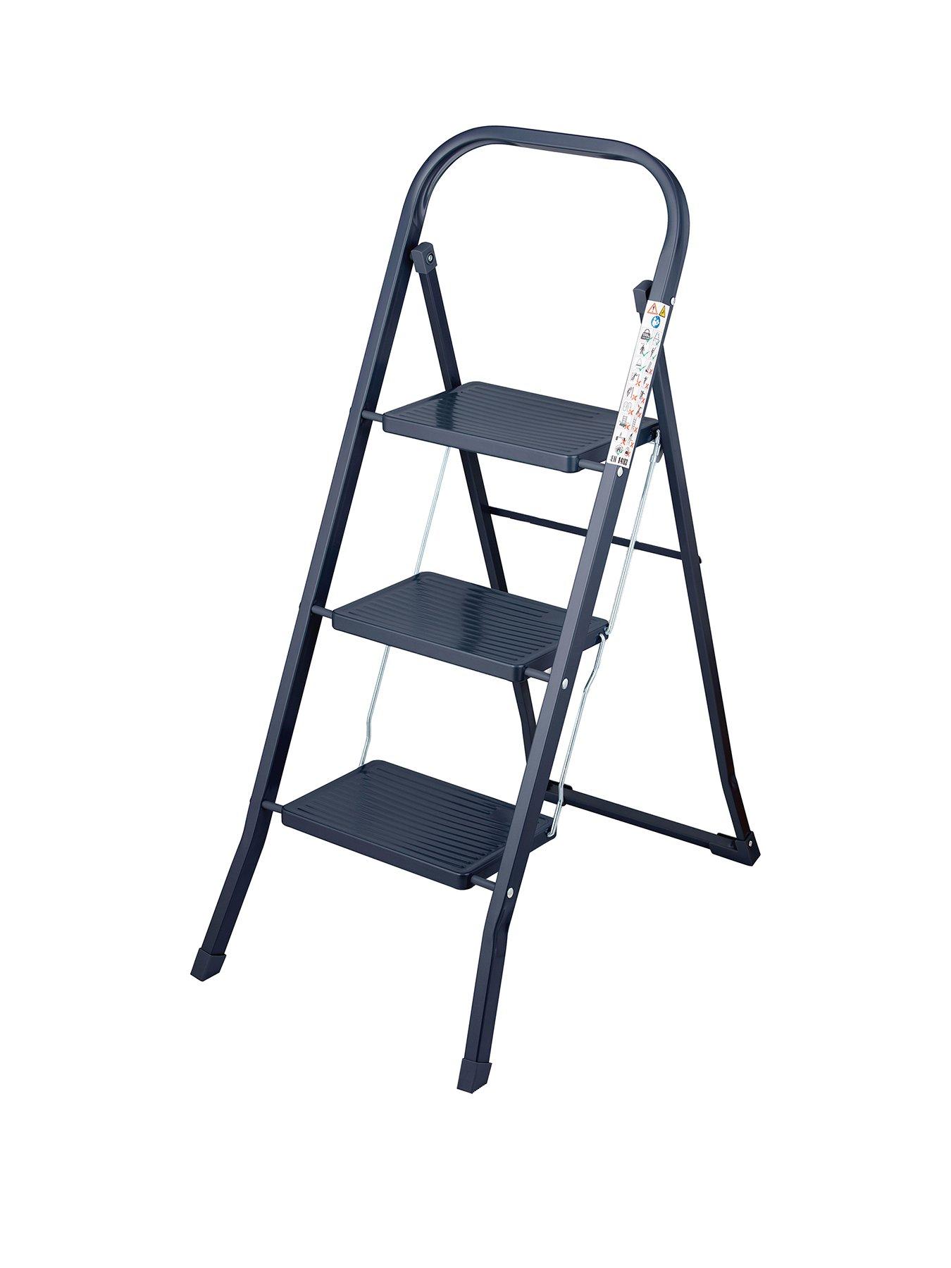  image of our-house-ourhouse-sr20054ath-3-tread-steel-step-ladder-anthracite-grey