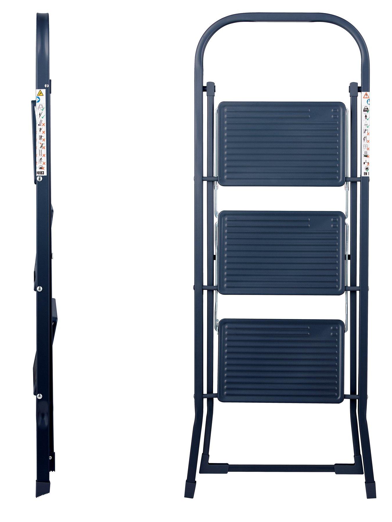  image of our-house-ourhouse-sr20054ath-3-tread-steel-step-ladder-anthracite-grey
