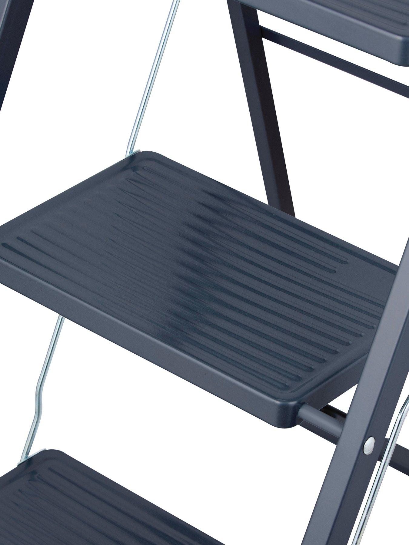  image of our-house-ourhouse-sr20054ath-3-tread-steel-step-ladder-anthracite-grey