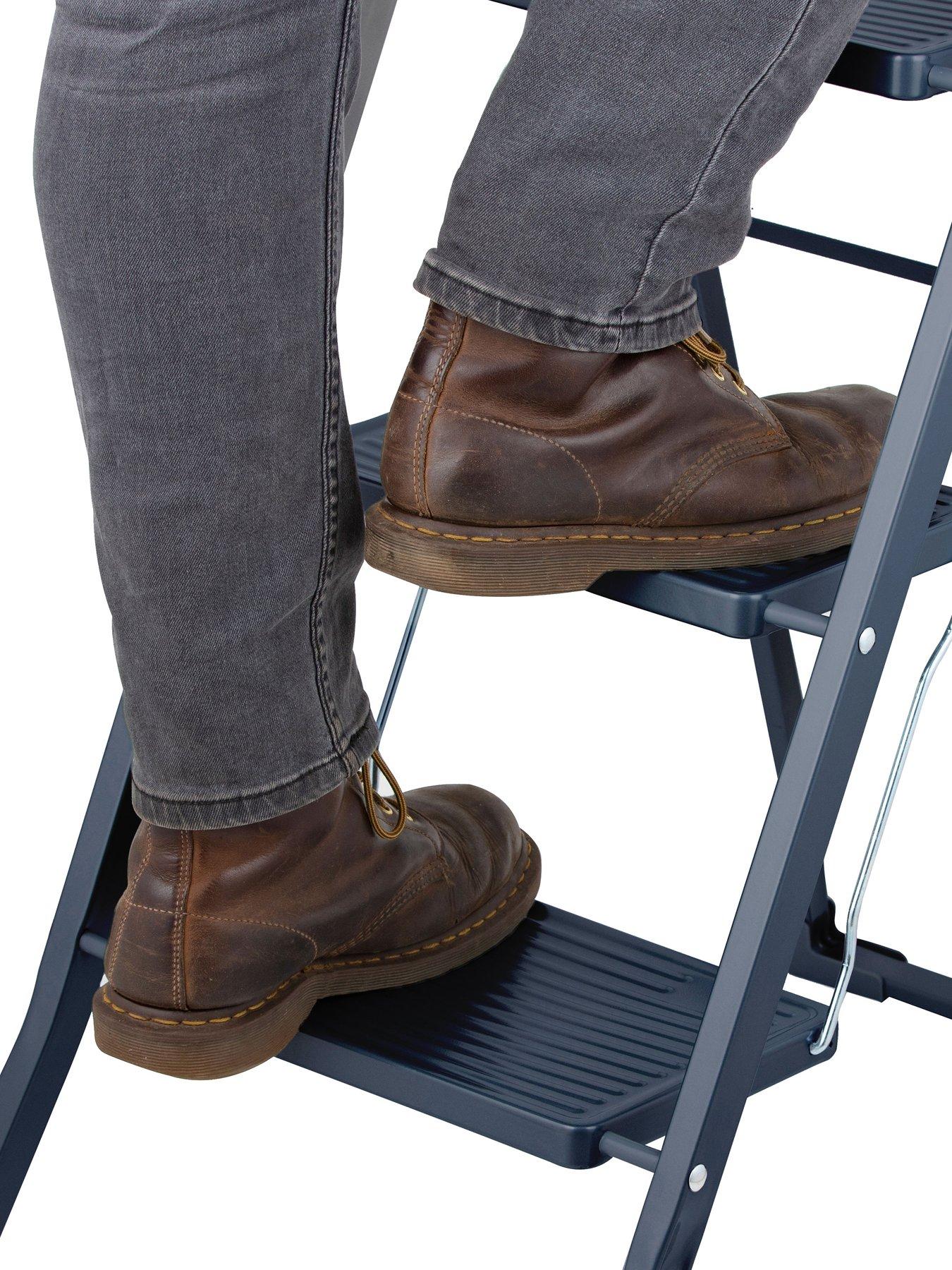  image of our-house-ourhouse-sr20054ath-3-tread-steel-step-ladder-anthracite-grey