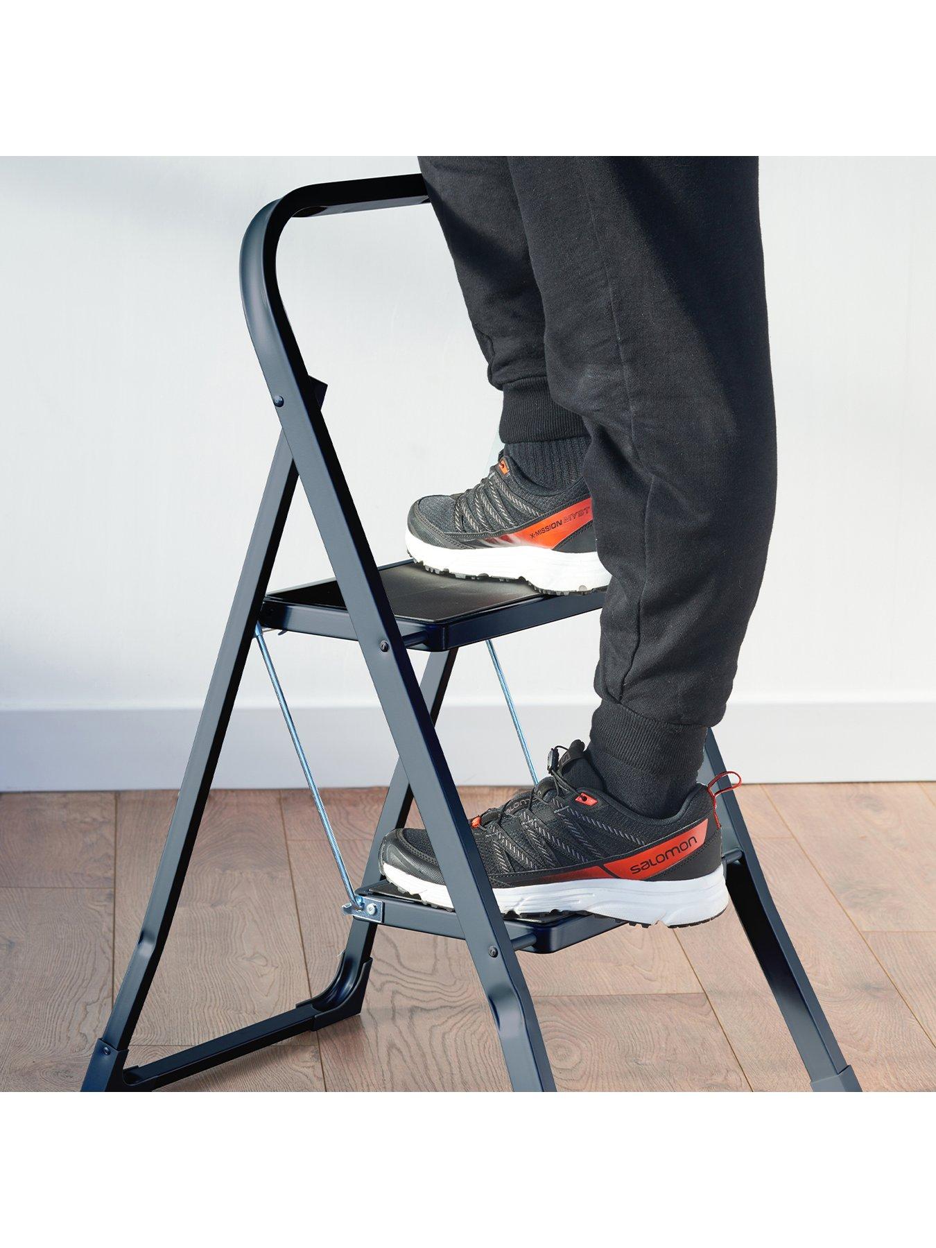  image of our-house-sr20055ath-2-rubber-tread-steel-step-ladder--nbspanthracite-grey