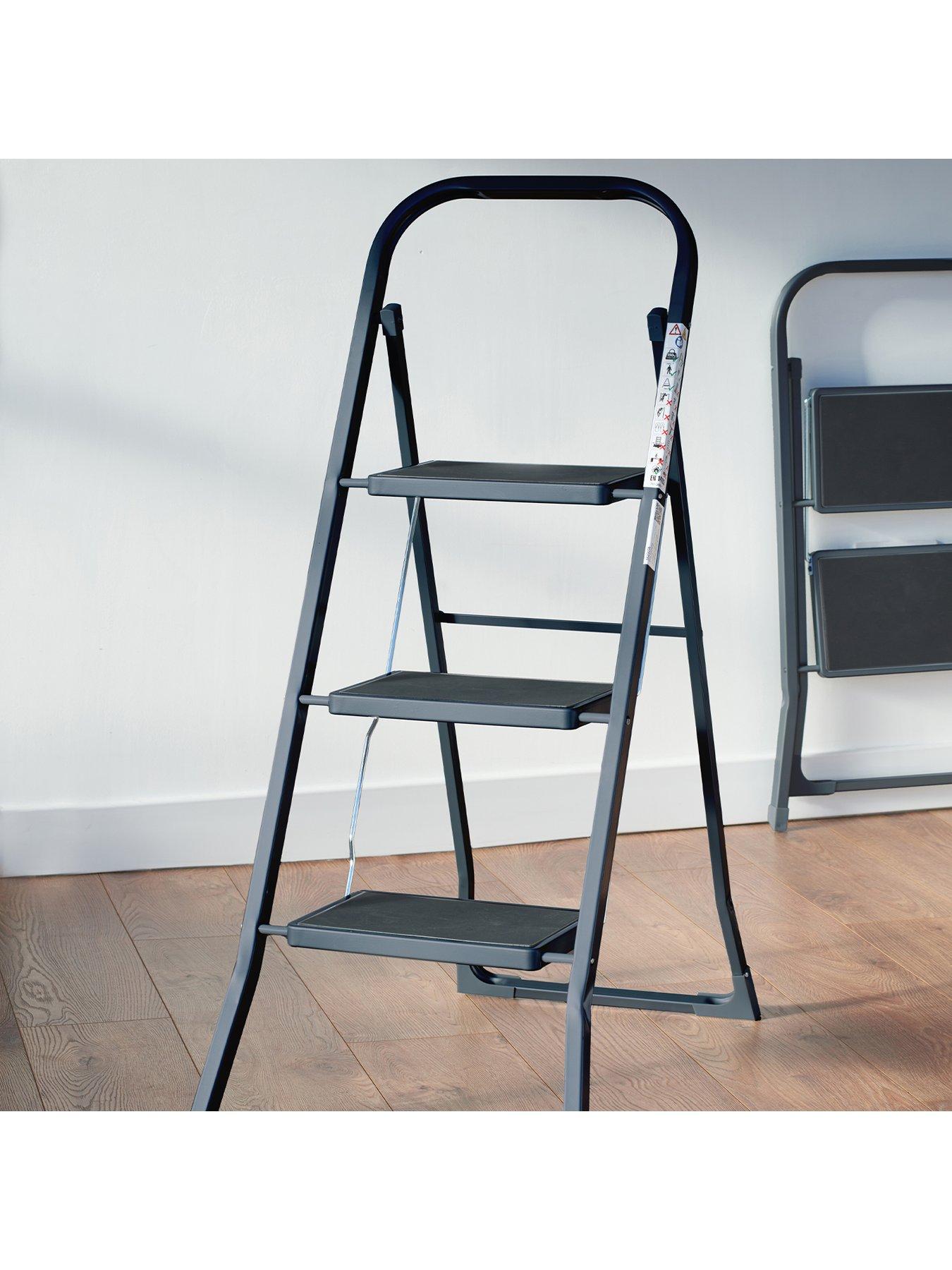  image of our-house-ourhouse-sr20056ath-3-rubber-tread-steel-step-ladder-anthracite-grey