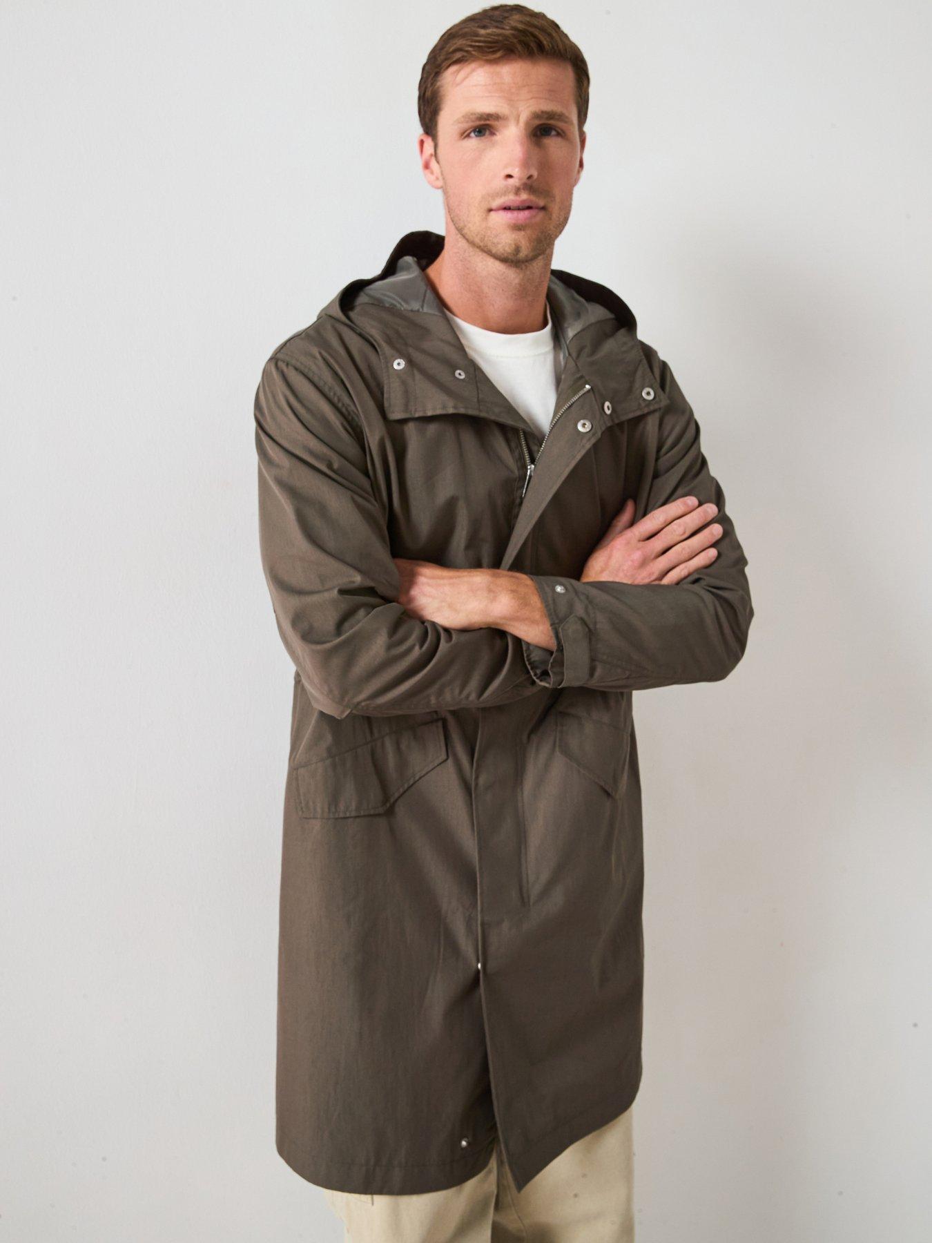  image of very-man-longline-hooded-parka-jacket-khaki