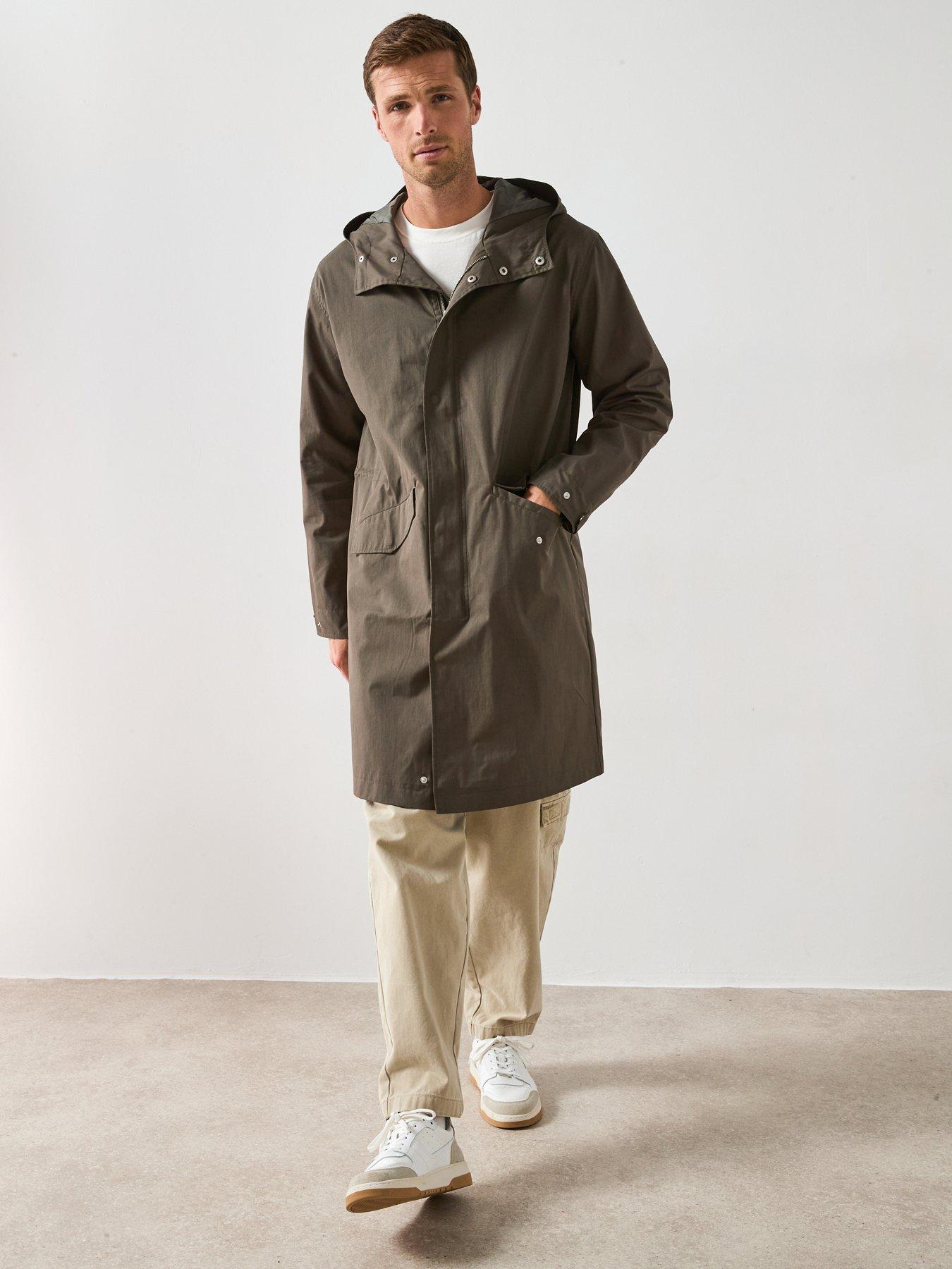  image of very-man-longline-hooded-parka-jacket-khaki