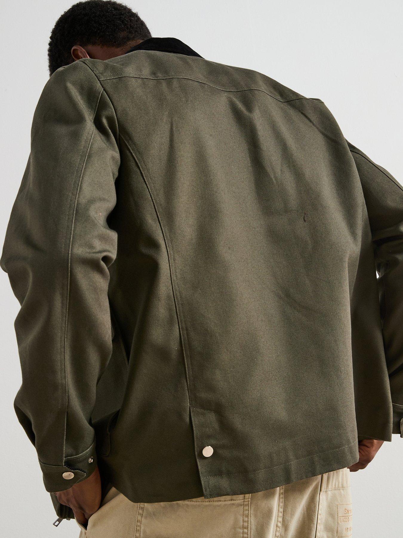 Image 2 of 6 of Very Man Canvas Barn Jacket With Cord Collar - Khaki