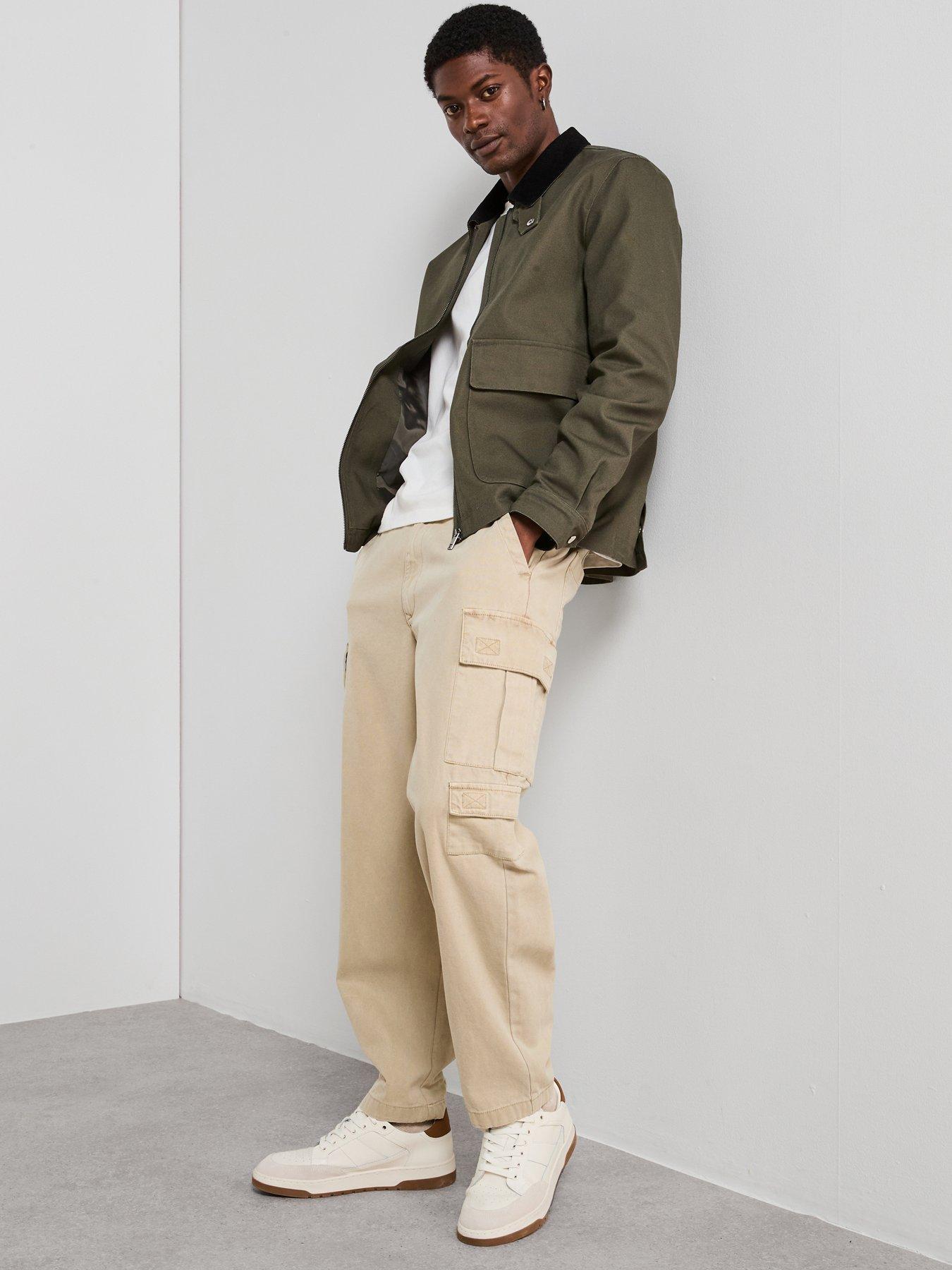 Image 3 of 6 of Very Man Canvas Barn Jacket With Cord Collar - Khaki