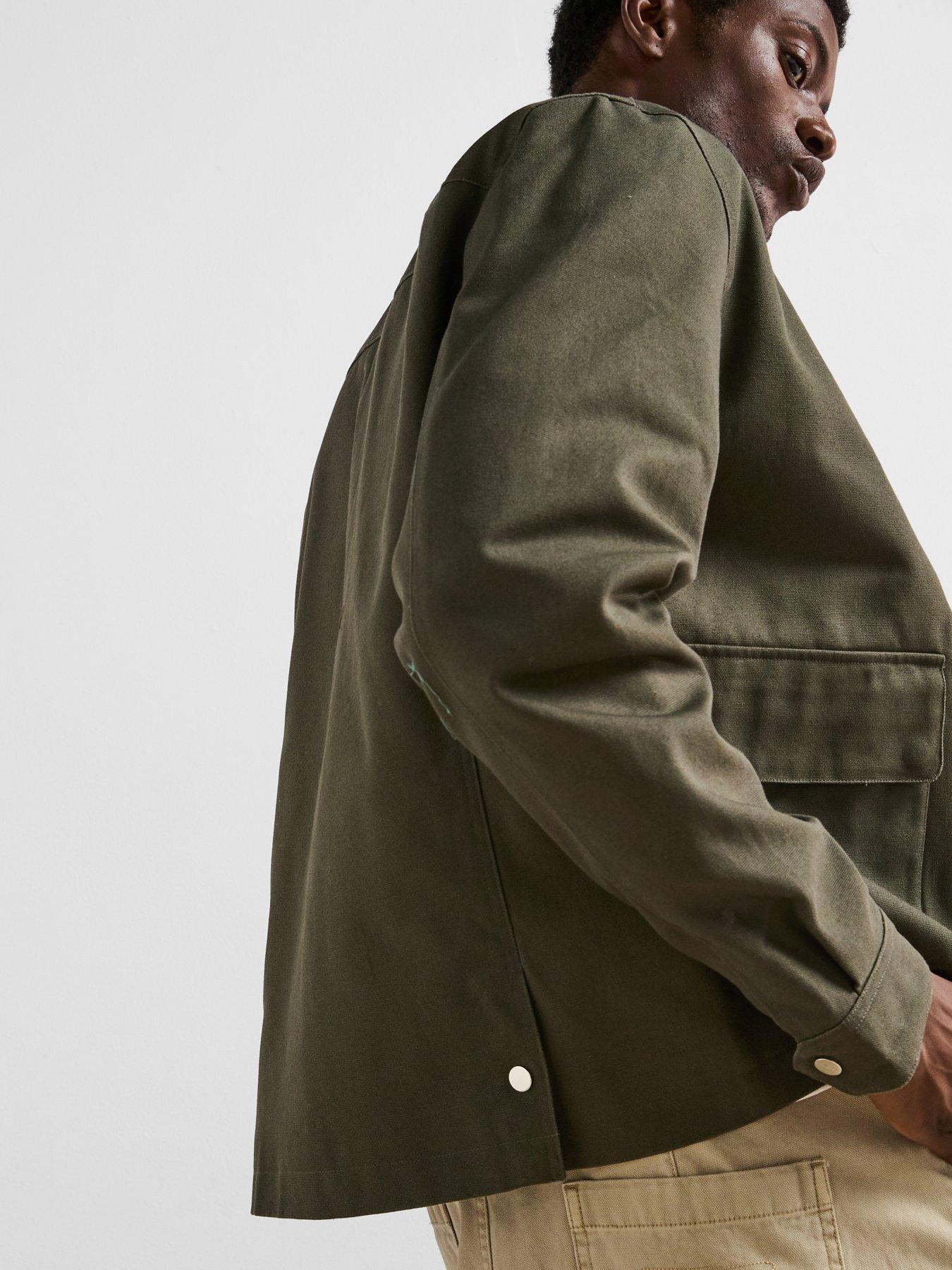 Image 4 of 6 of Very Man Canvas Barn Jacket With Cord Collar - Khaki