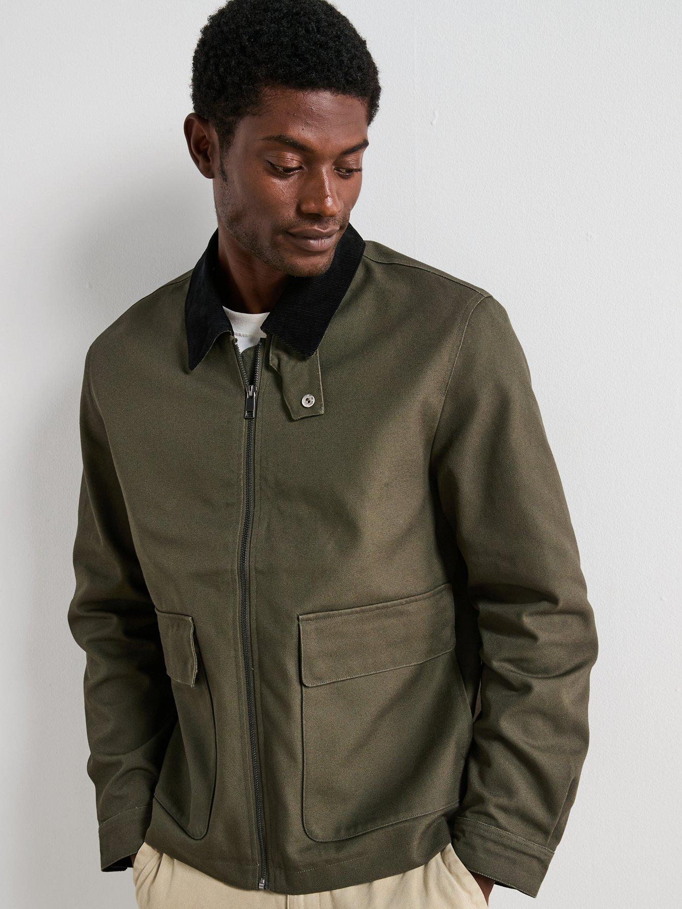 Image 6 of 6 of Very Man Canvas Barn Jacket With Cord Collar - Khaki