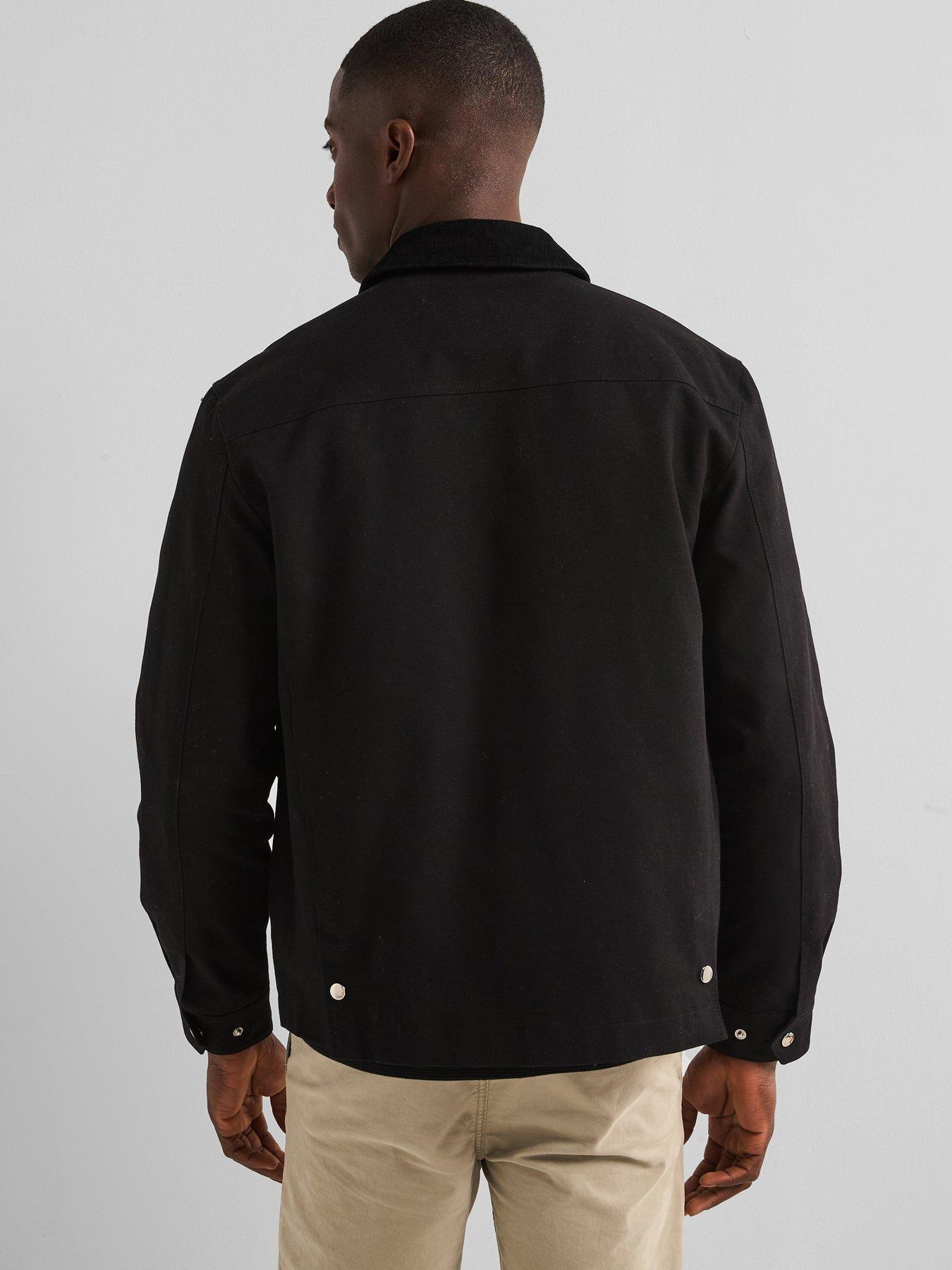 Image 2 of 6 of Very Man Canvas Barn Jacket With Cord Collar - Black