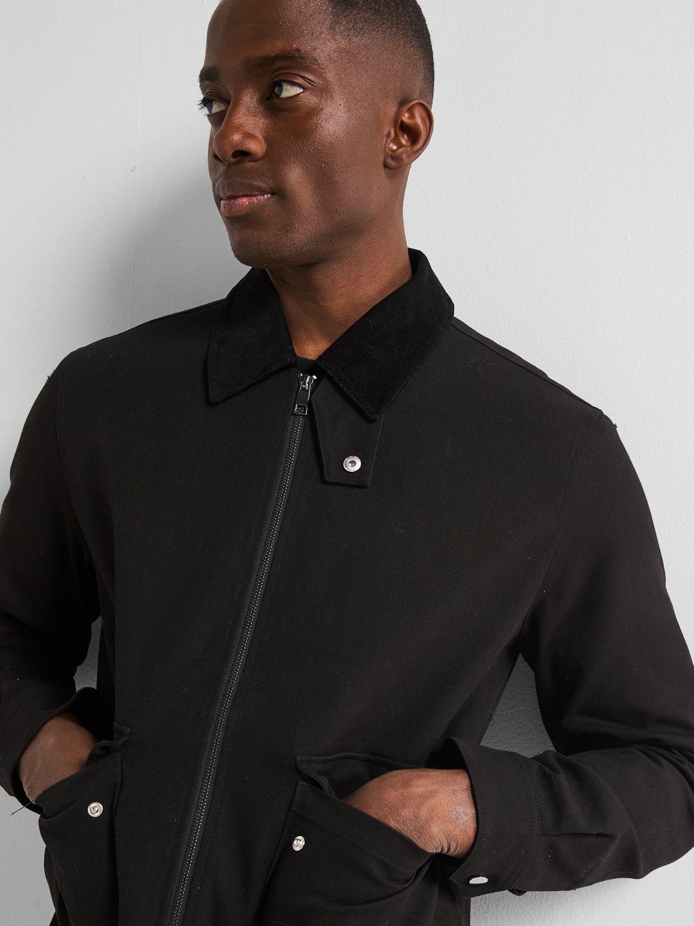 Image 4 of 6 of Very Man Canvas Barn Jacket With Cord Collar - Black