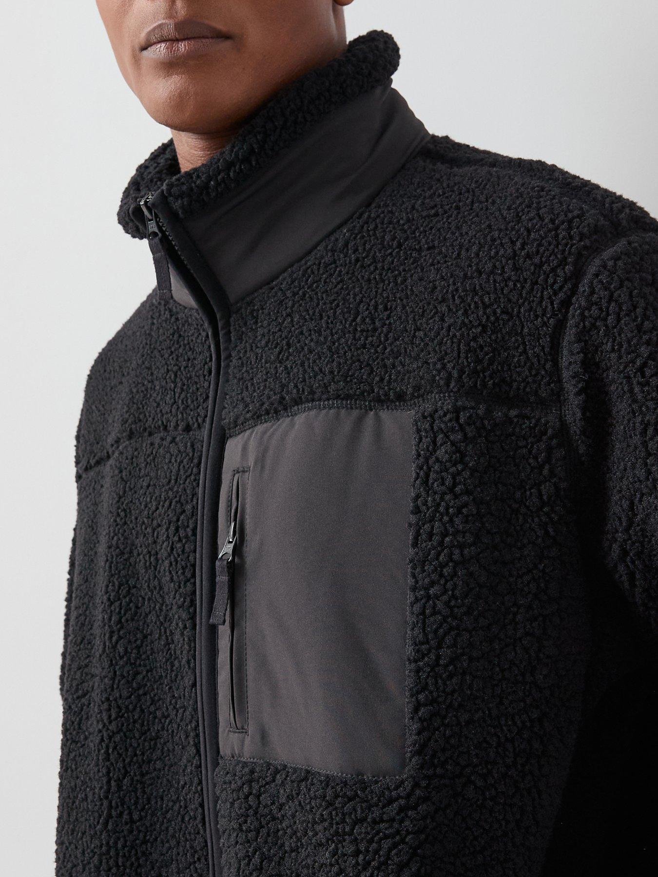 Image 5 of 7 of The Very Collection Borg Contrast Jacket - Black