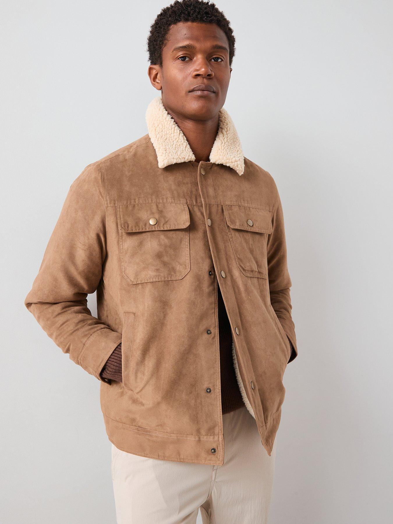 undefined Borg Collar Trucker Jacket - Brown