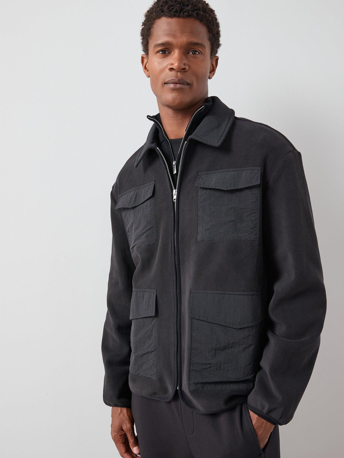 undefined Utility Pocket Fleece Jacket - Black