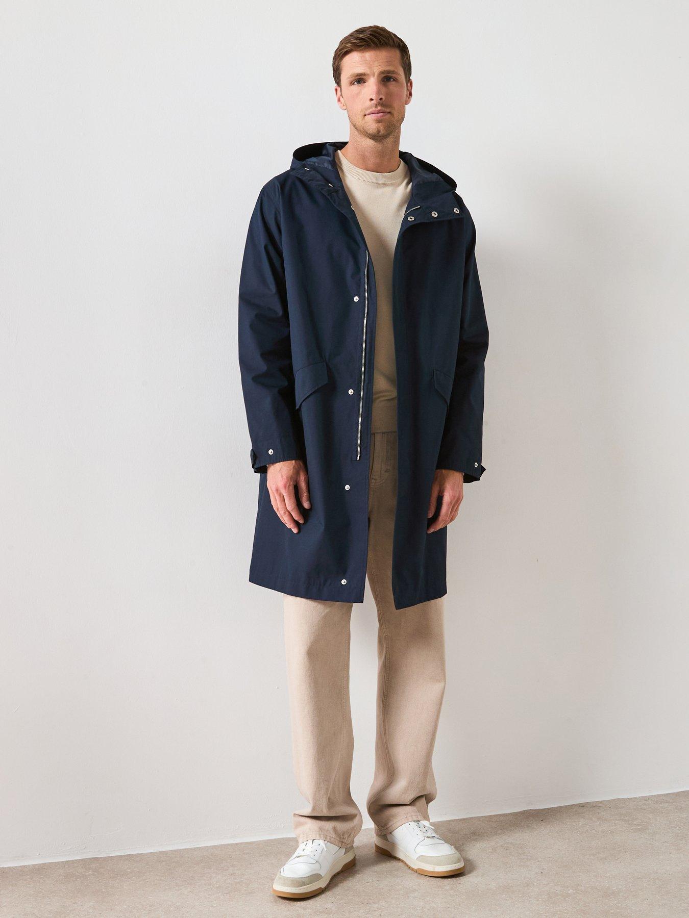 undefined Longline Hooded Parka Jacket - Navy