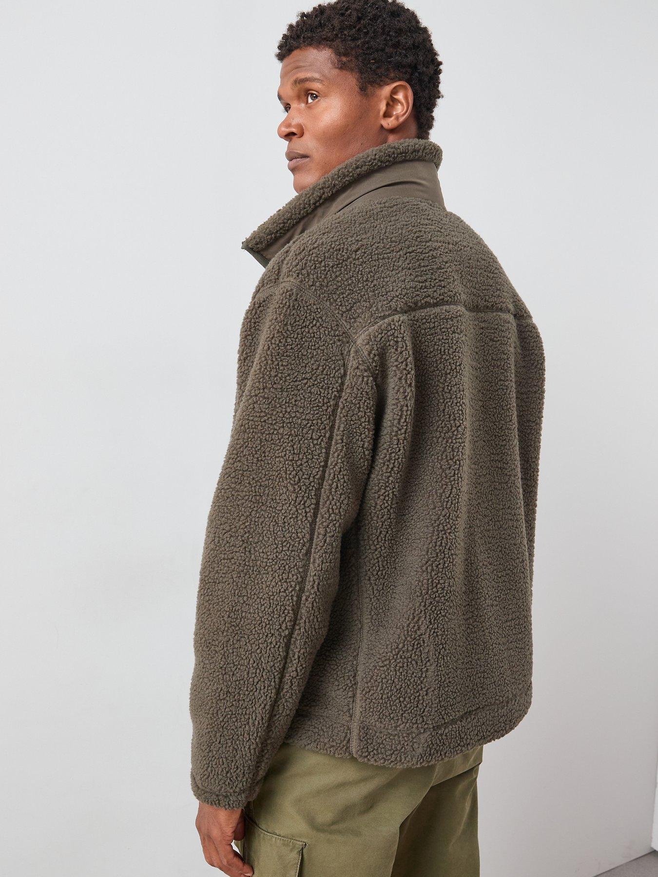 Image 2 of 7 of The Very Collection Borg Contrast Jacket - Khaki