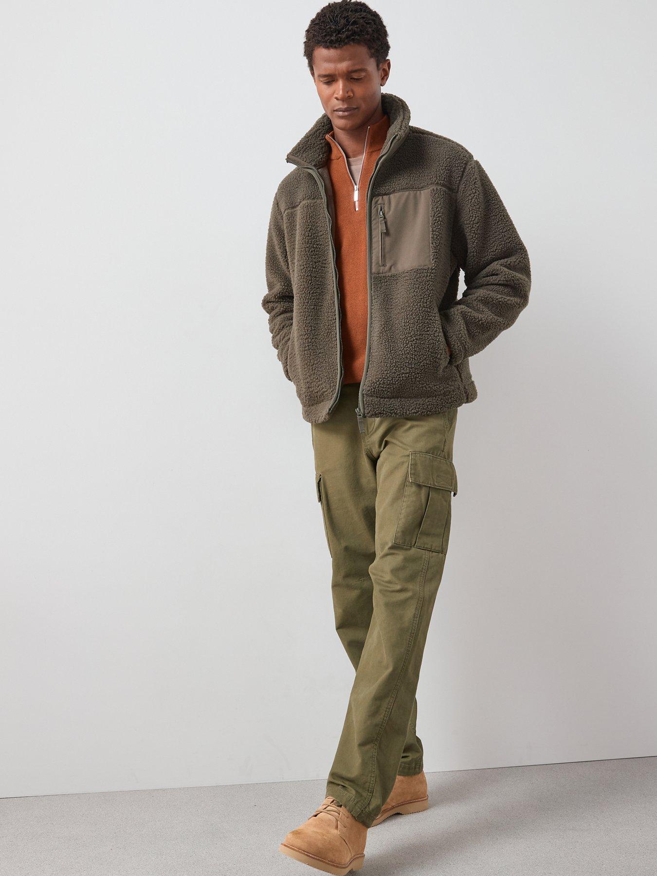 Image 3 of 7 of The Very Collection Borg Contrast Jacket - Khaki