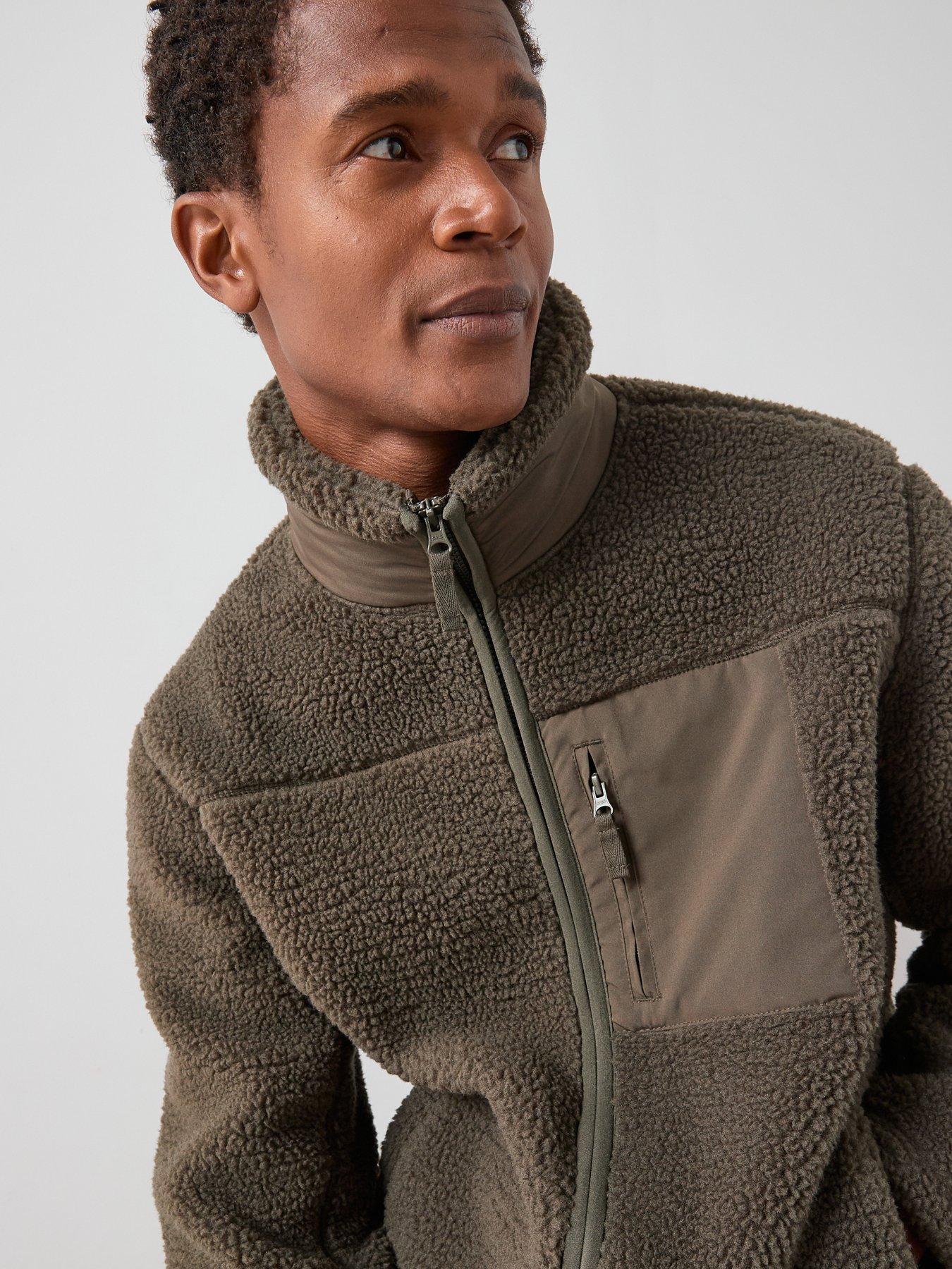 Image 4 of 7 of The Very Collection Borg Contrast Jacket - Khaki