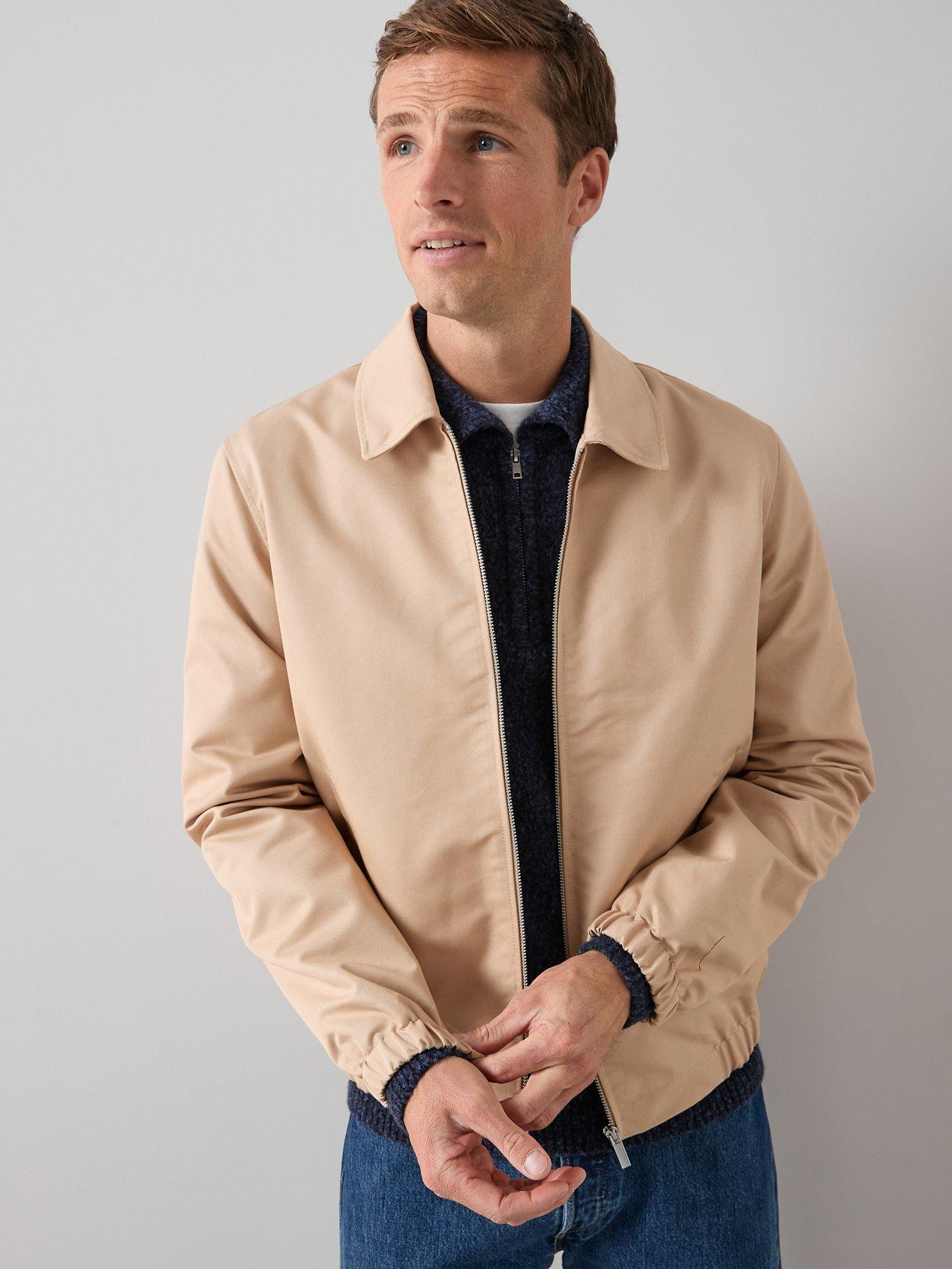 The Very Collection Cotton Rich Collared Harrington Jacket - Stone