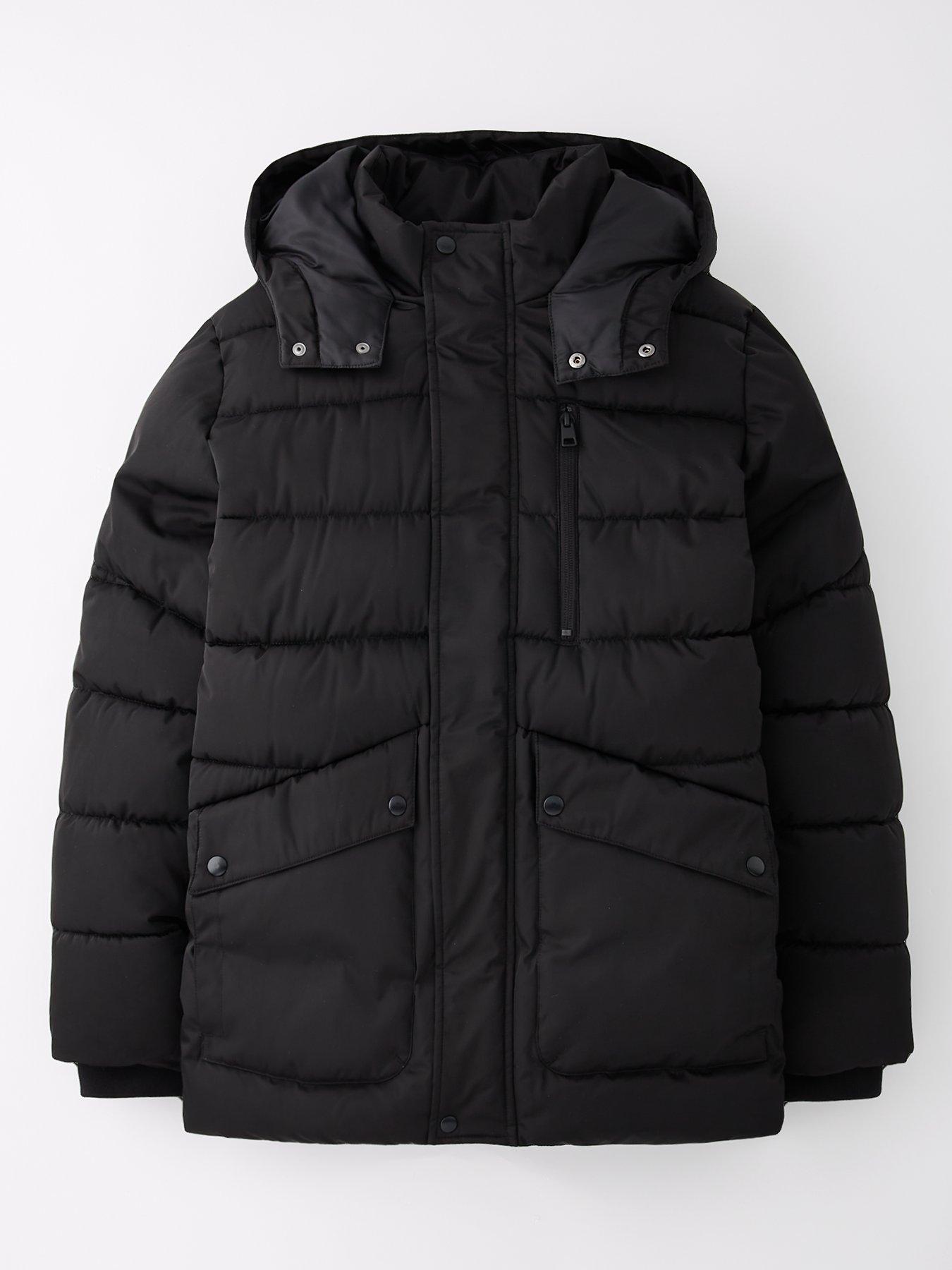 Image 1 of 4 of V by Very Boys Padded Jacket With Popper Pockets - Black
