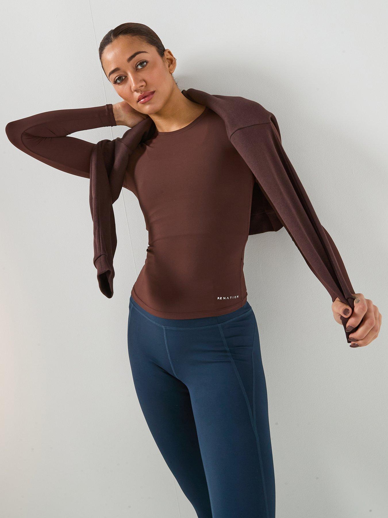 P.E Nation Womens Training Foundation Long Sleeve Top- Brown