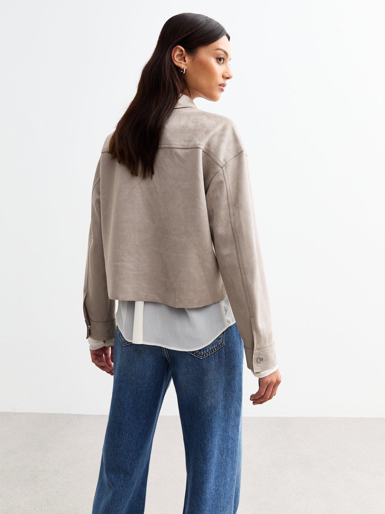  image of new-look-mink-faux-suede-unlined-jacket