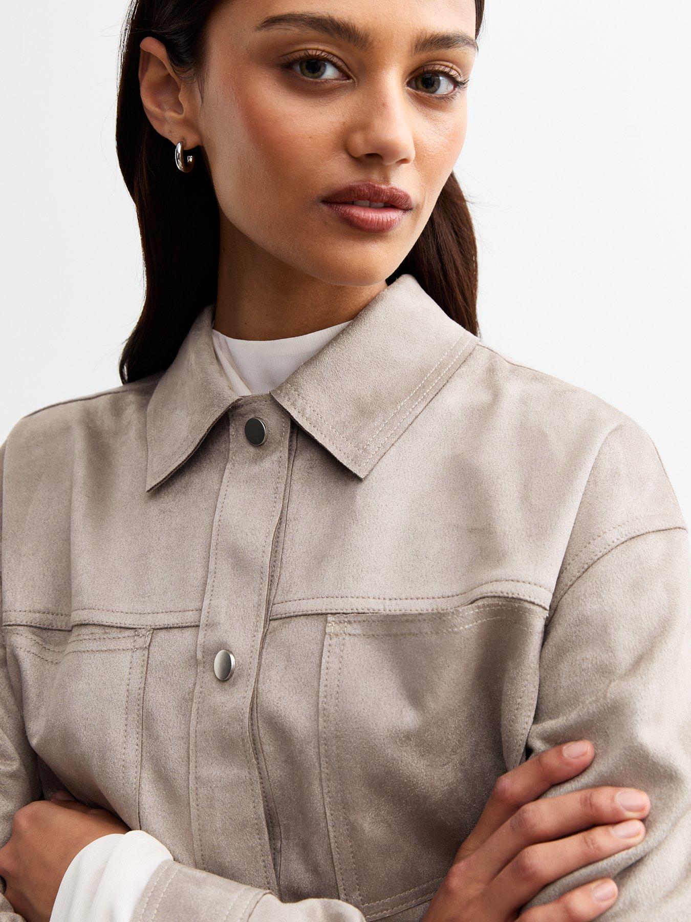 image of new-look-mink-faux-suede-unlined-jacket