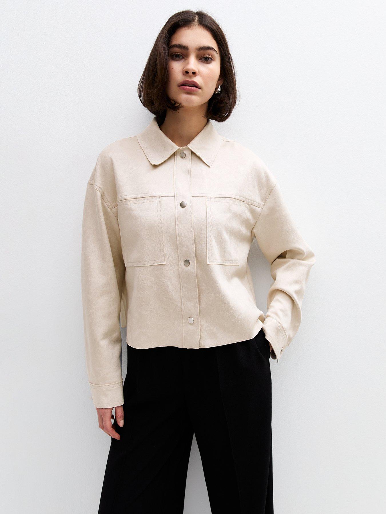 New Look Stone Faux Suede Unlined Jacket - Natural