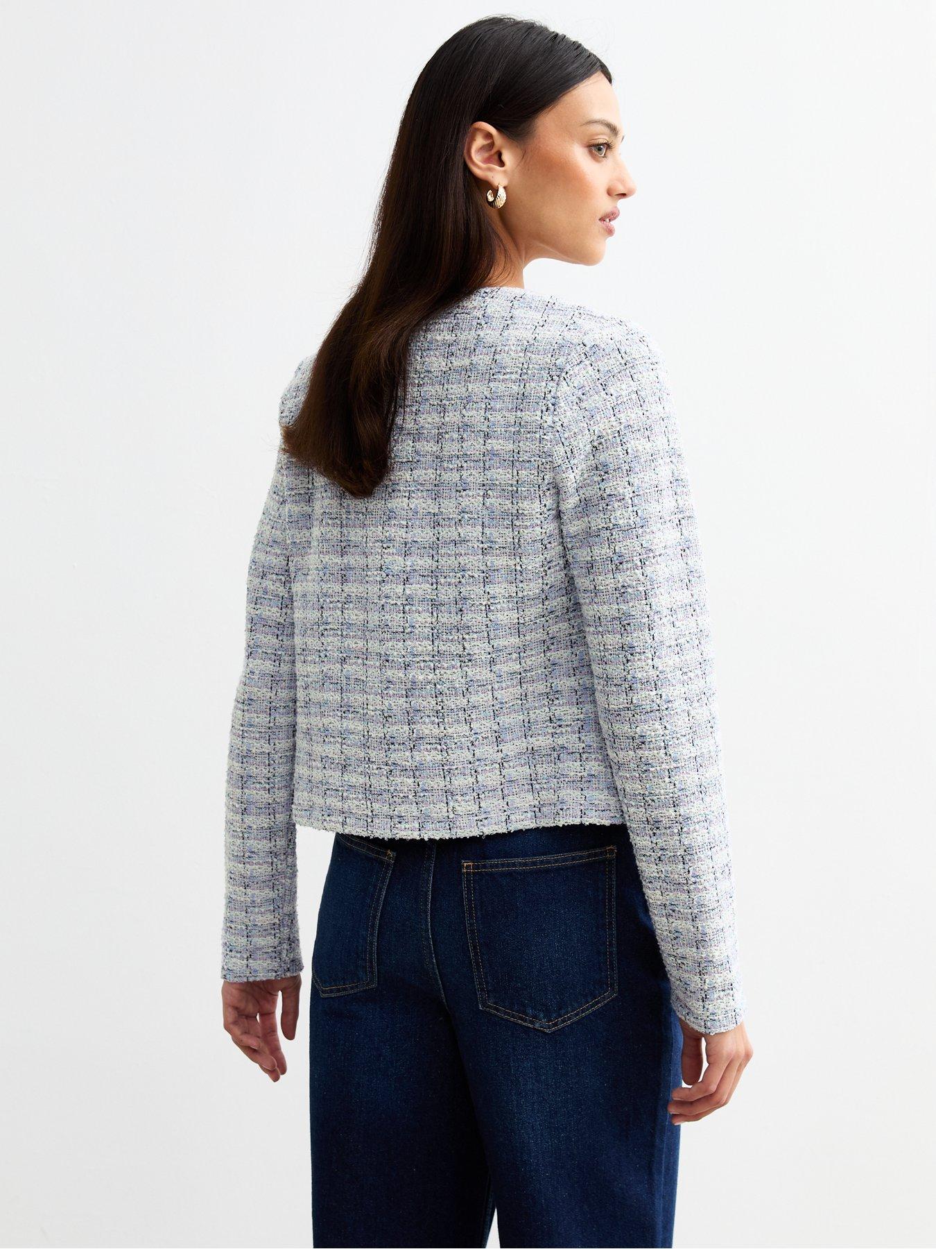  image of new-look-blue-boucle-jersey-cardigan