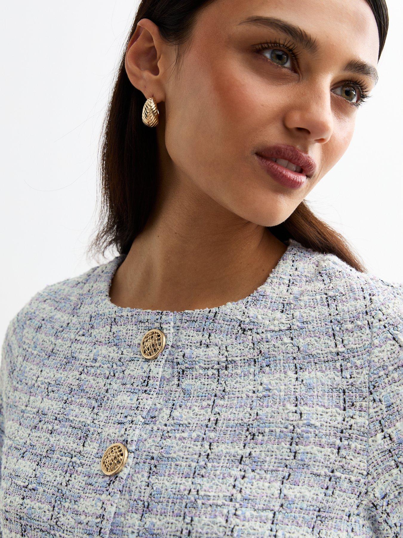  image of new-look-blue-boucle-jersey-cardigan
