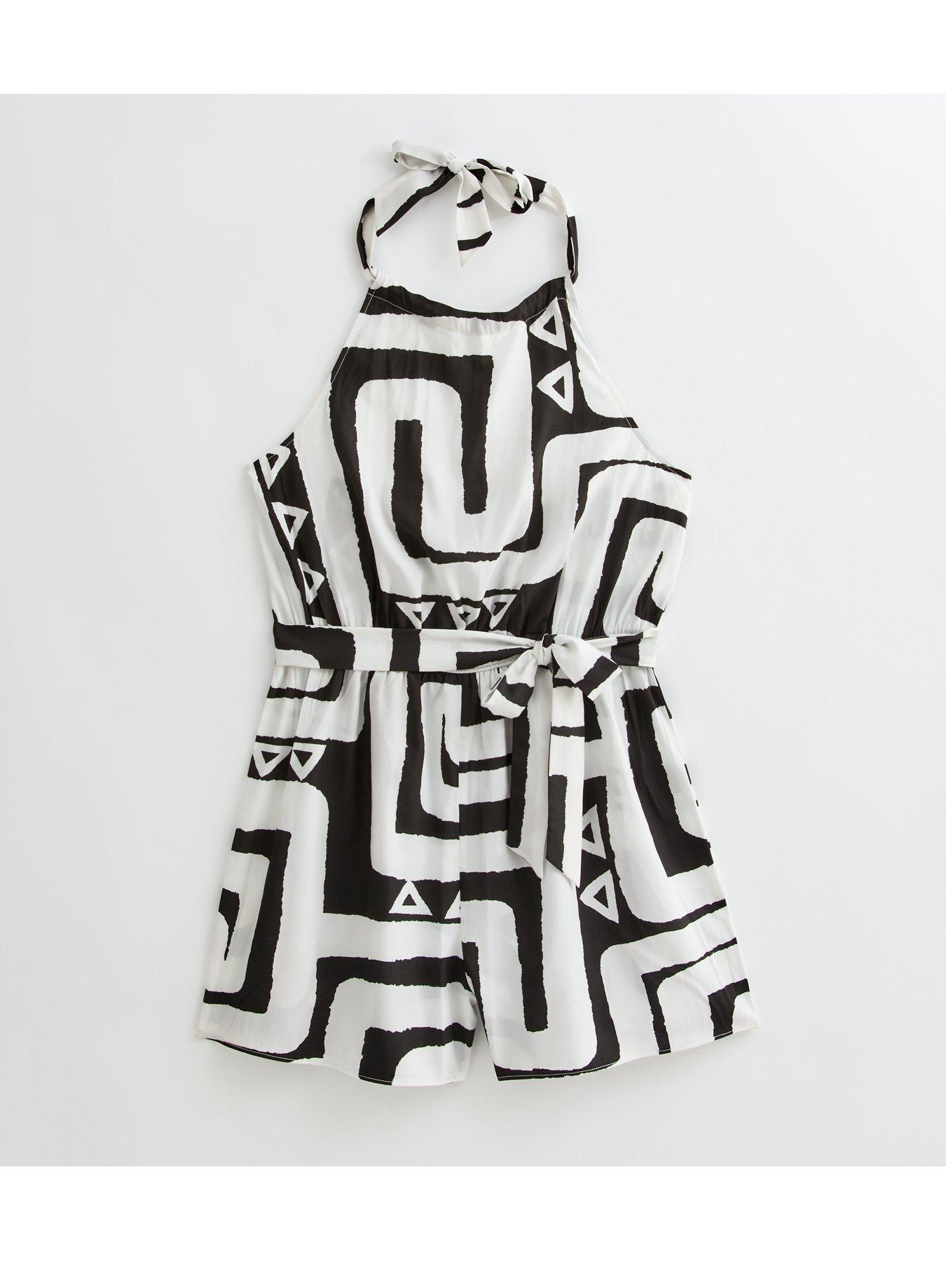  image of new-look-black-swirl-print-halterneck-playsuit