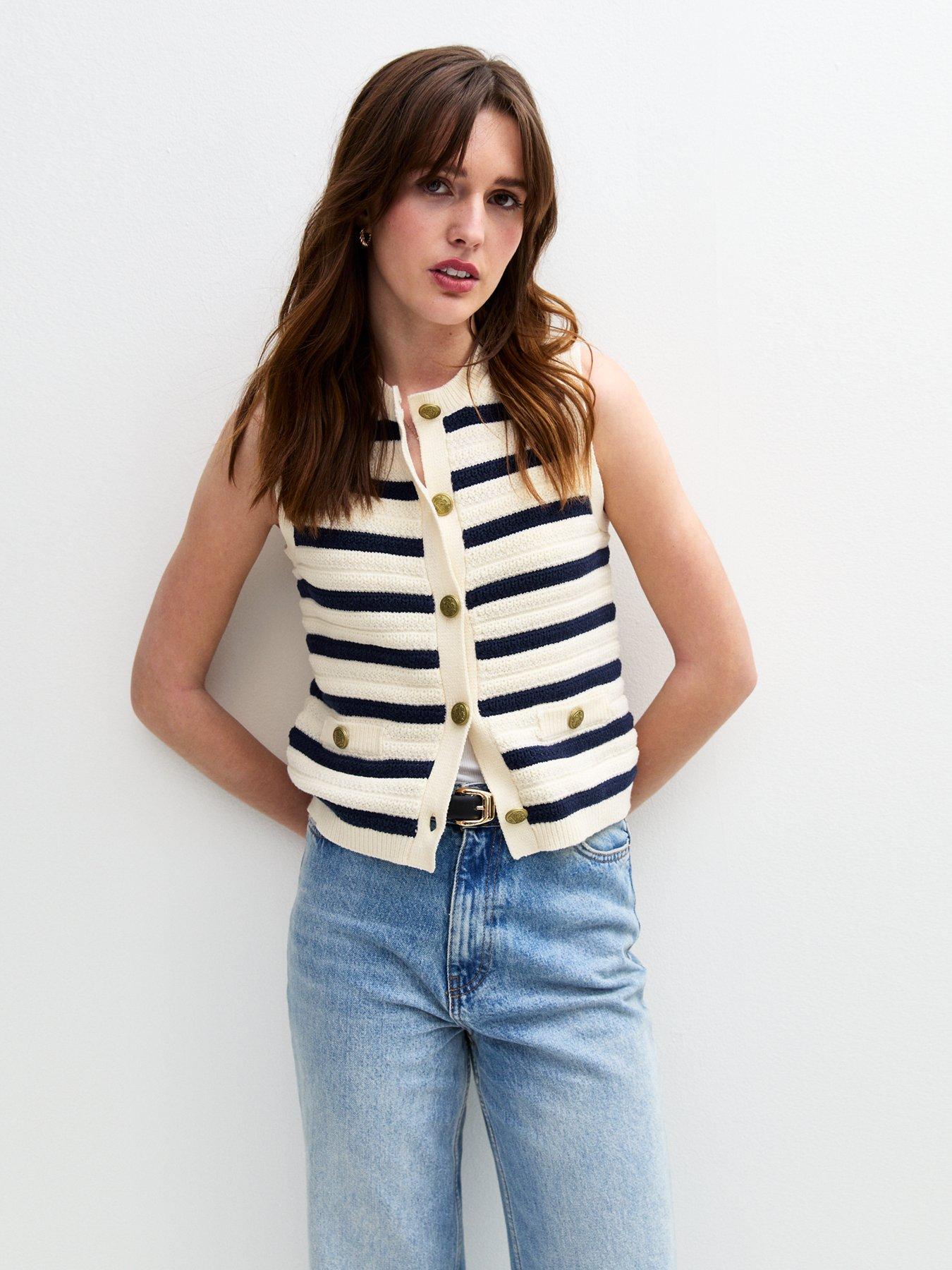 new-look-cream-striped-knitted-button-up-vest