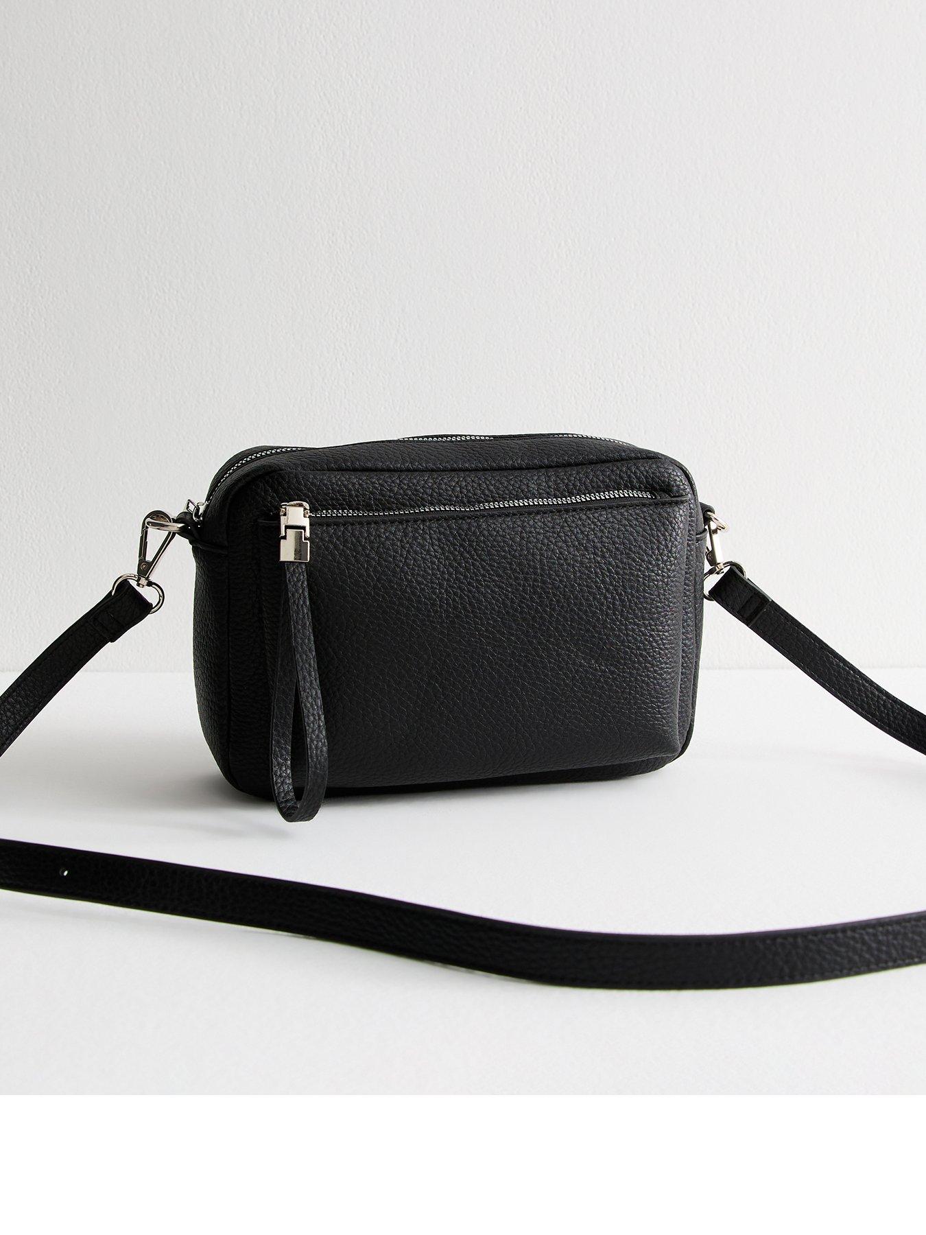 New Look Black Grained Faux Leather Crossbody Bag - Black
