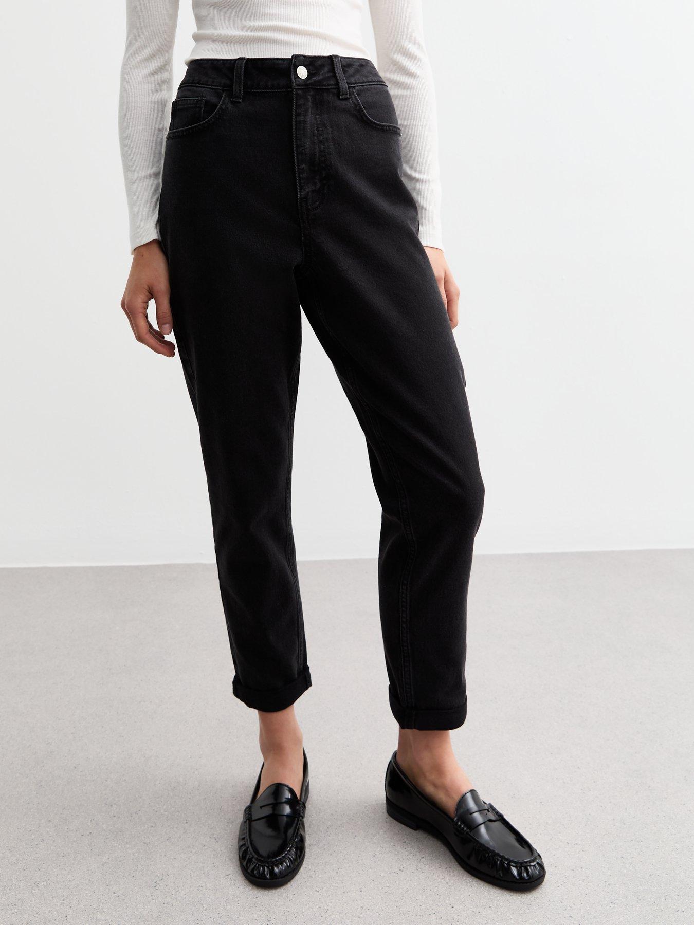 New Look Washed Black Mom Ankle Grazer Jeans