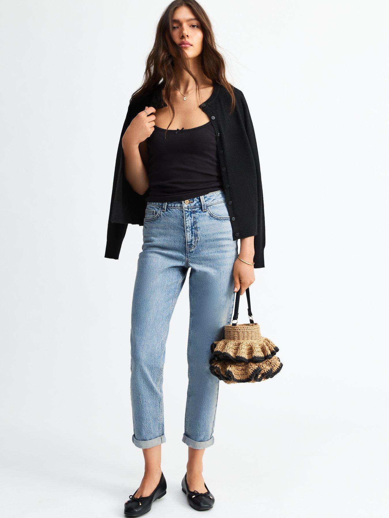 New Look Turned Up Cuff Mom Jean - Blue