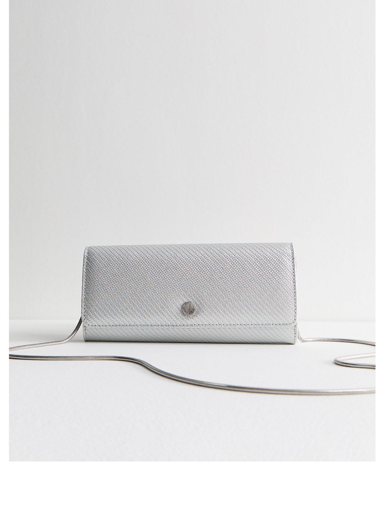  image of new-look-silver-metallic-woven-clutch-bag