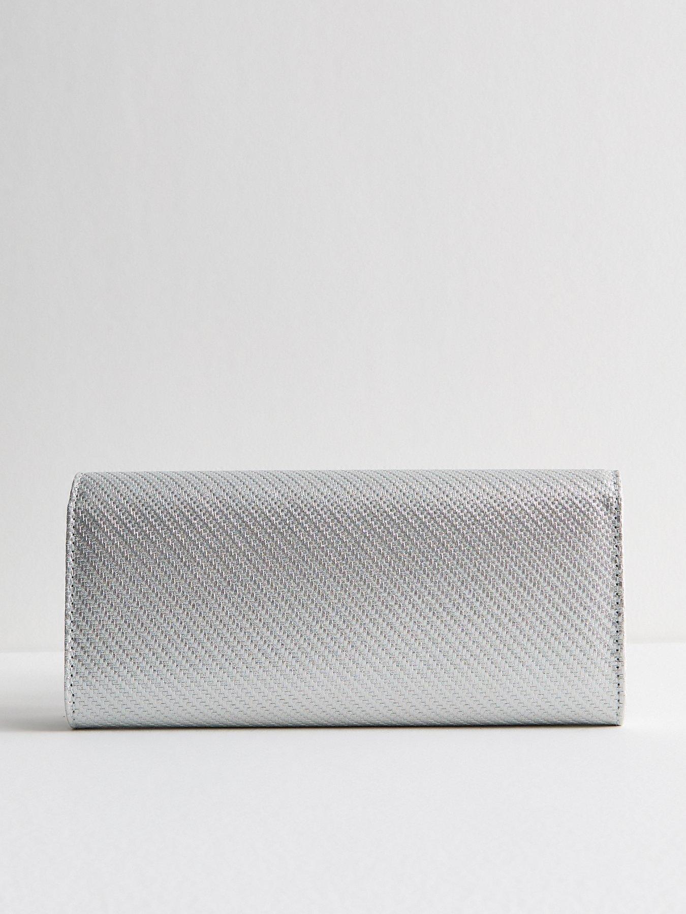  image of new-look-silver-metallic-woven-clutch-bag