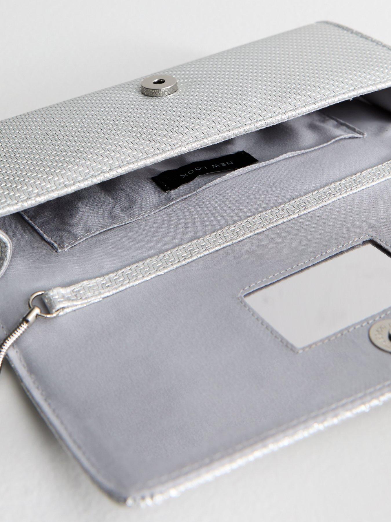  image of new-look-silver-metallic-woven-clutch-bag