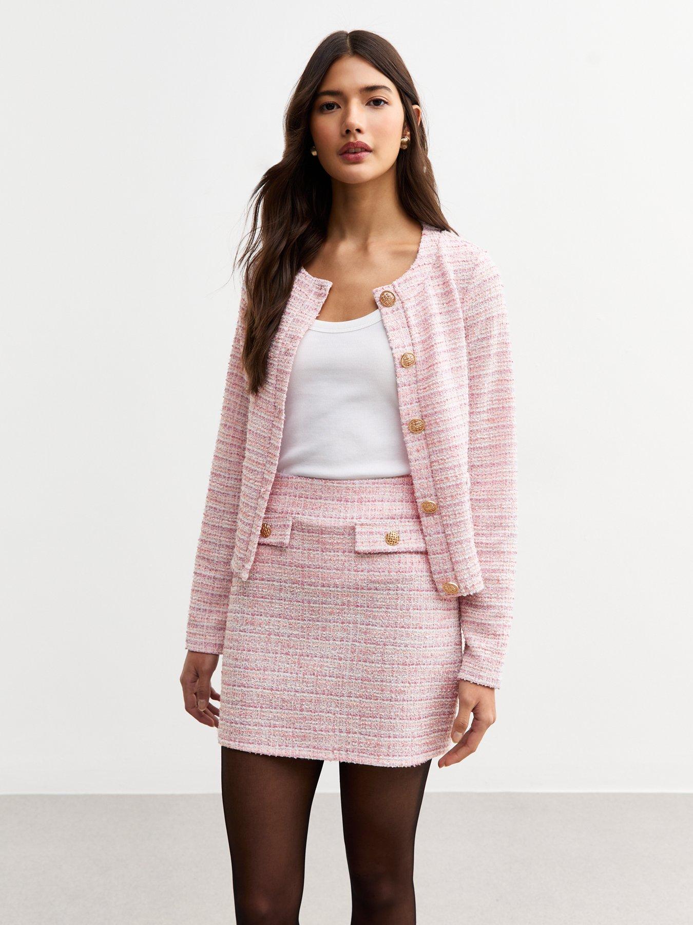 undefined Metallic Boucle Mini Skirt - Pink