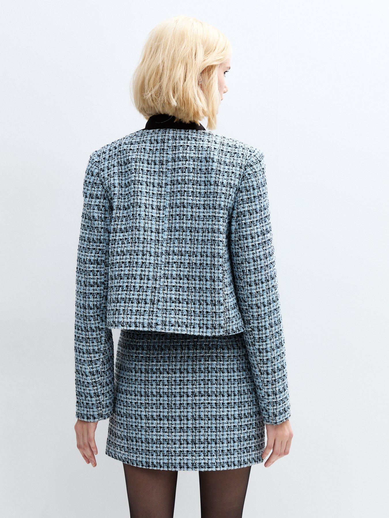 Image 2 of 5 of New Look Boucle Crew Neck Jacket - Blue