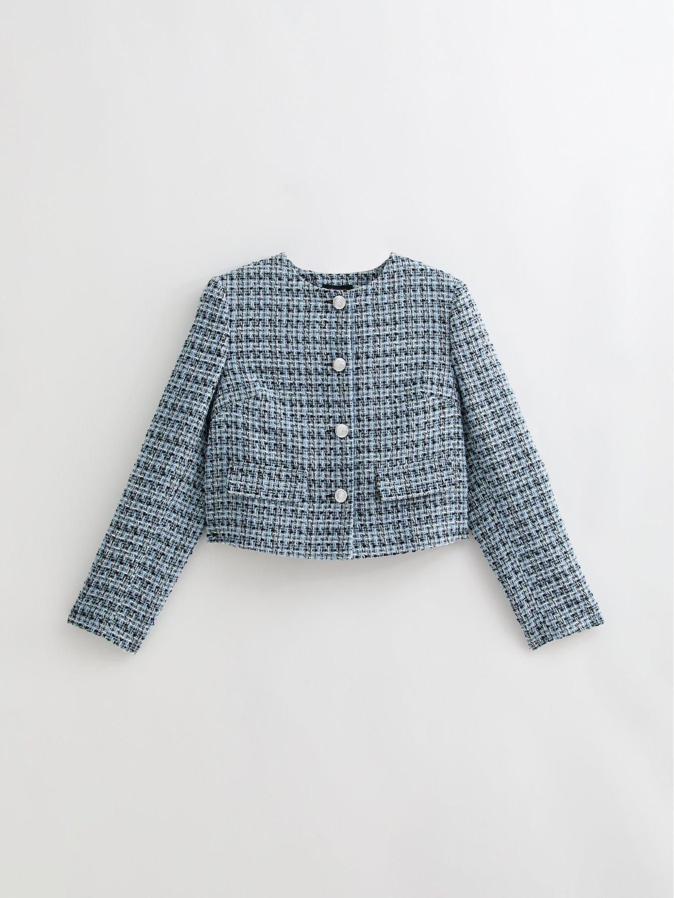Image 5 of 5 of New Look Boucle Crew Neck Jacket - Blue