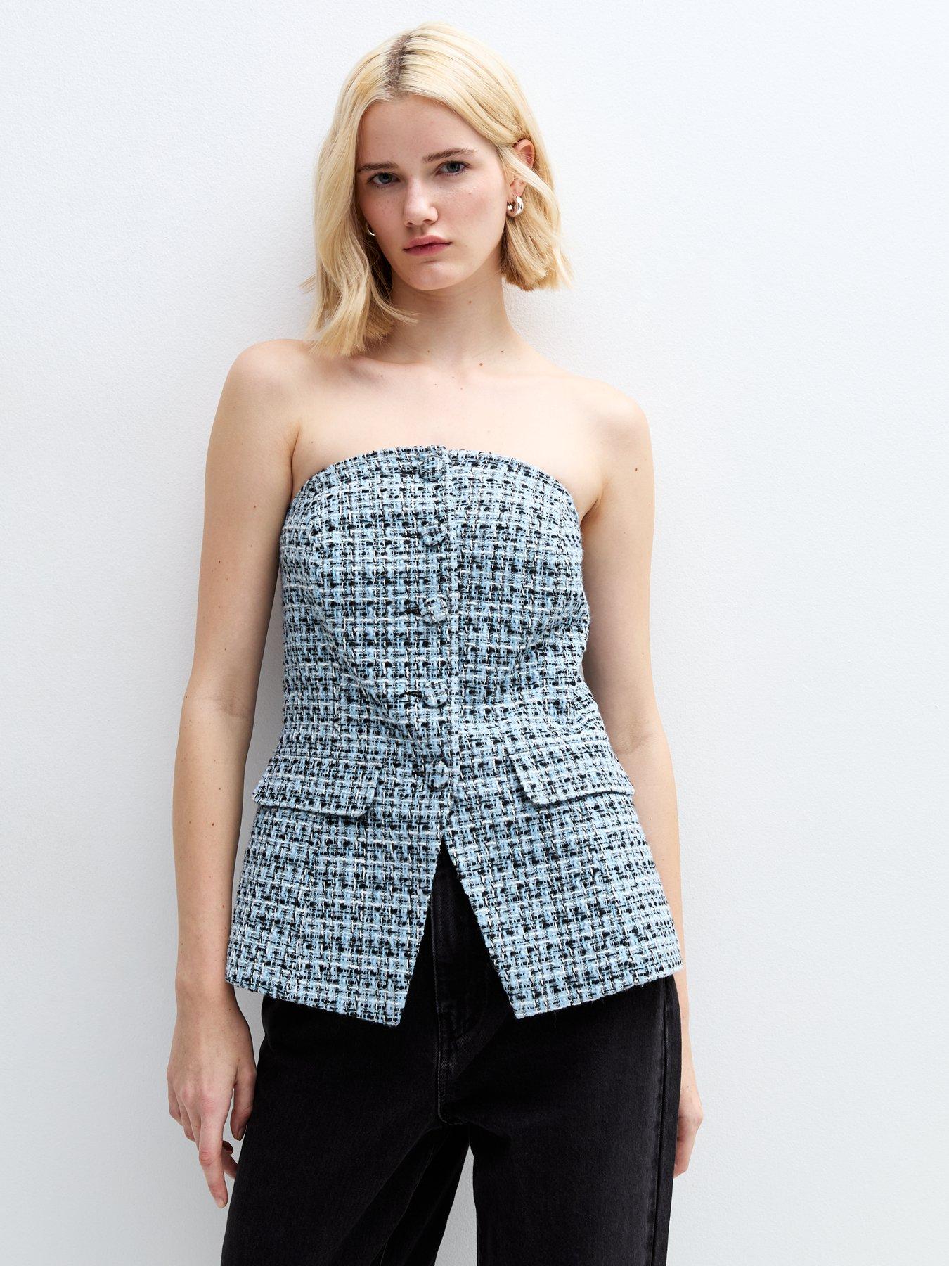 New Look Boucle Bustier Waistcoat - Blue
