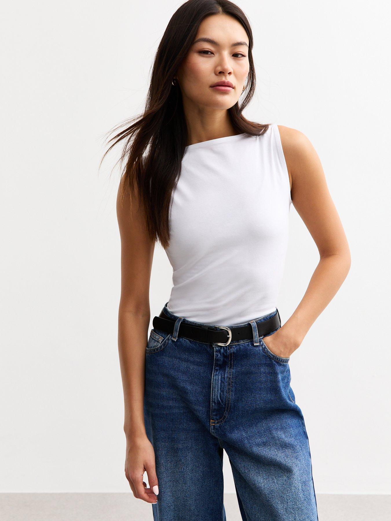 undefined White Slash Neck Vest