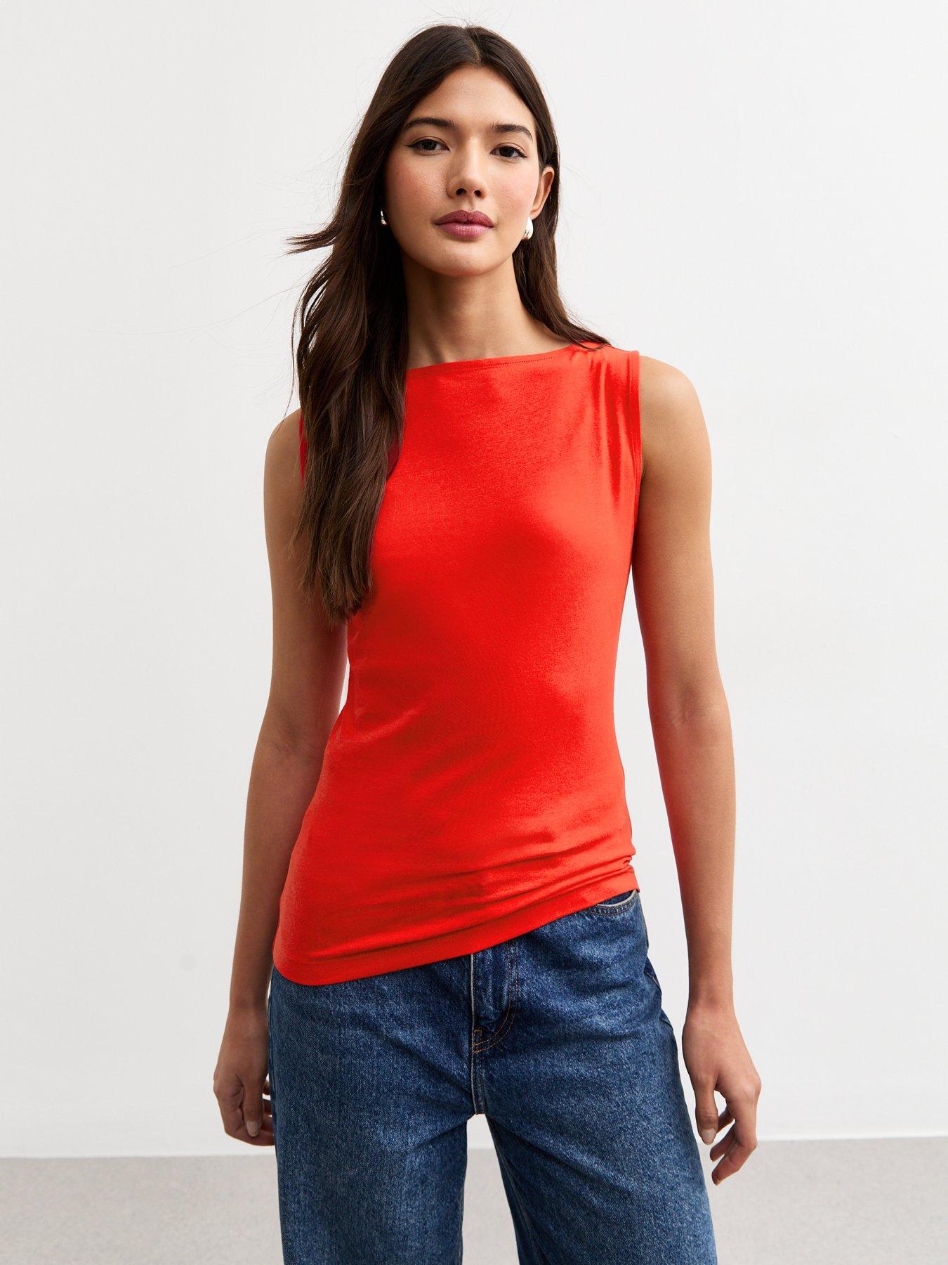 undefined Red Slash Neck Vest