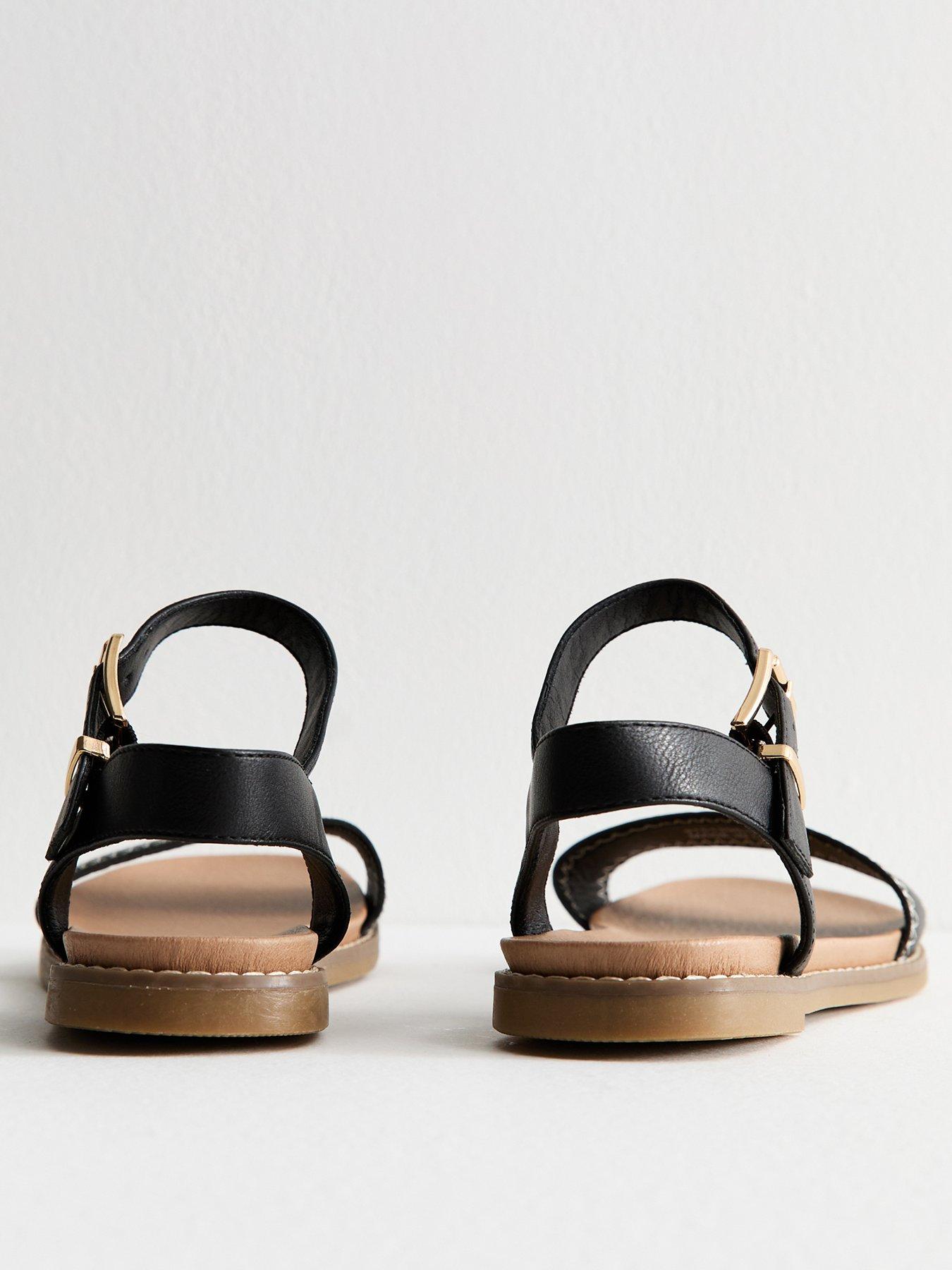  image of new-look-black-stitch-detail-open-toe-sandals