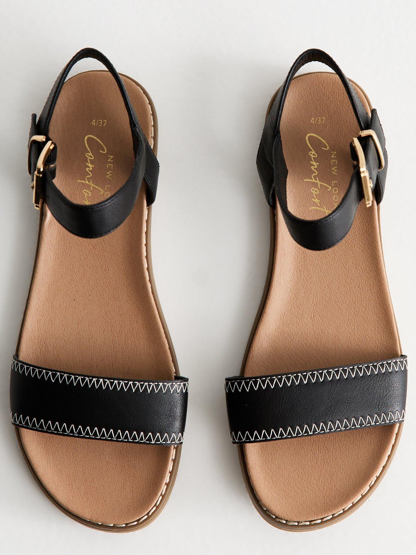  image of new-look-black-stitch-detail-open-toe-sandals