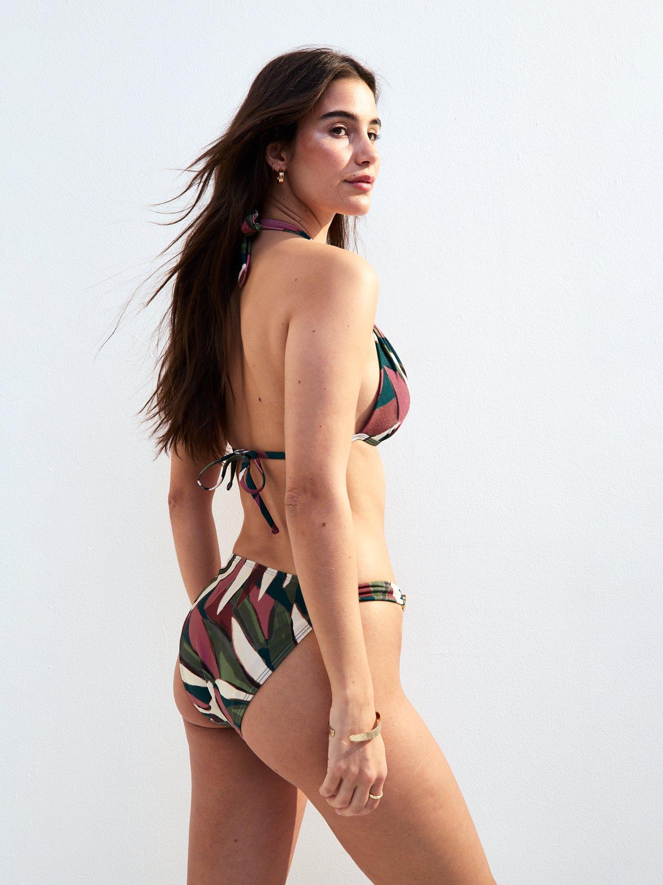  image of new-look-lift-amp-shape-floral-print-halterneck-bikini-top-nbsp--green