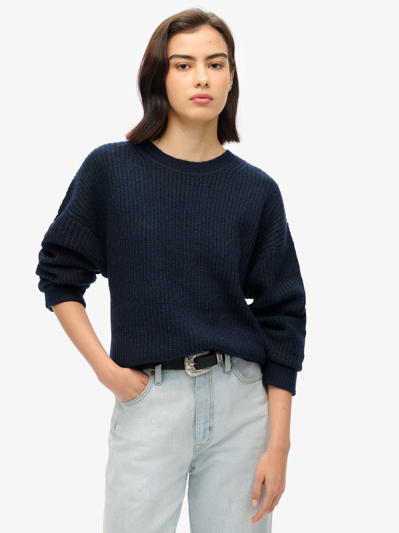  image of superdry-brushed-crew-neck-jumper--blue